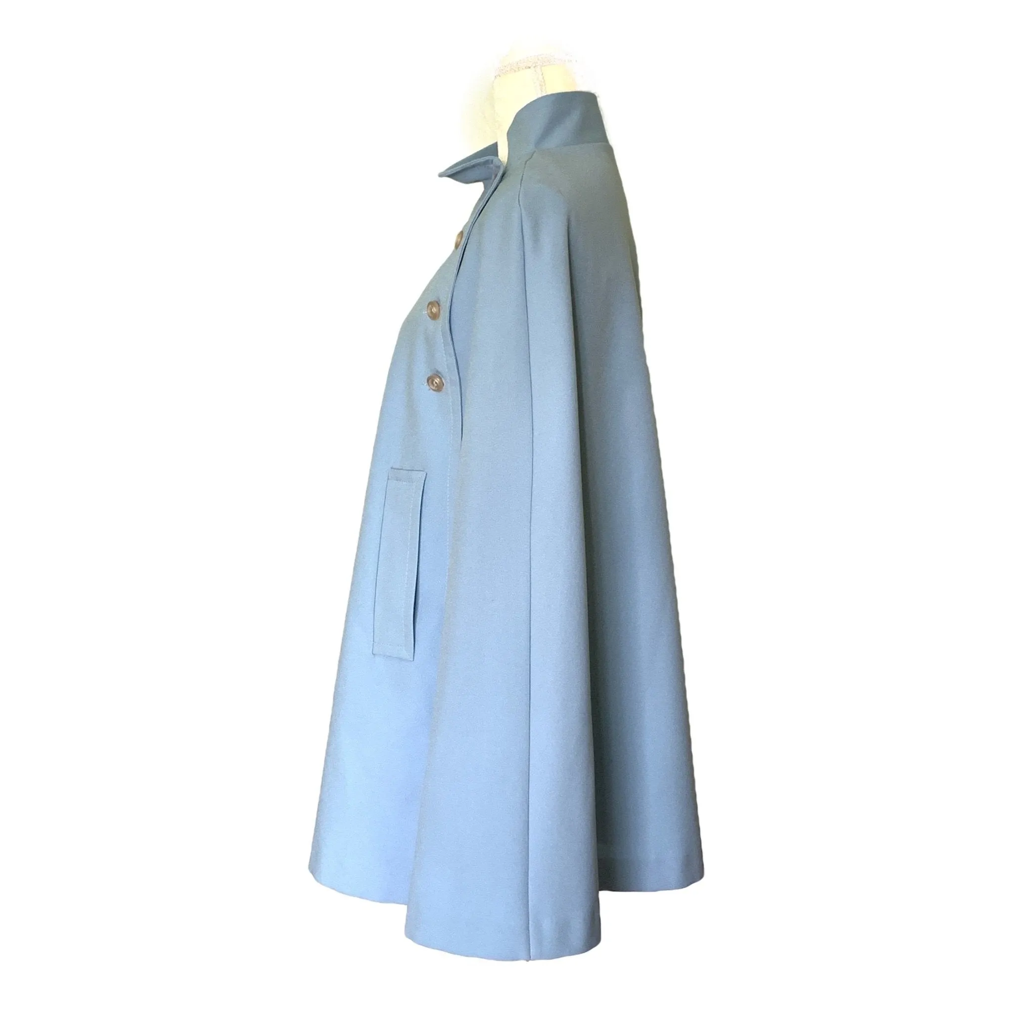 1950s Blue Cape for Montgomery Ward. Asymmetrical Poncho. Stylish Vintage Outerwear Jacket.