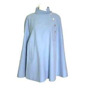 1950s Blue Cape for Montgomery Ward. Asymmetrical Poncho. Stylish Vintage Outerwear Jacket.