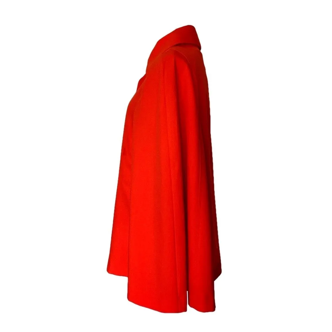 1960s Poppy Red / Orange Cape by Jerold. Perfect Spring Jacket with Toggle Closure.