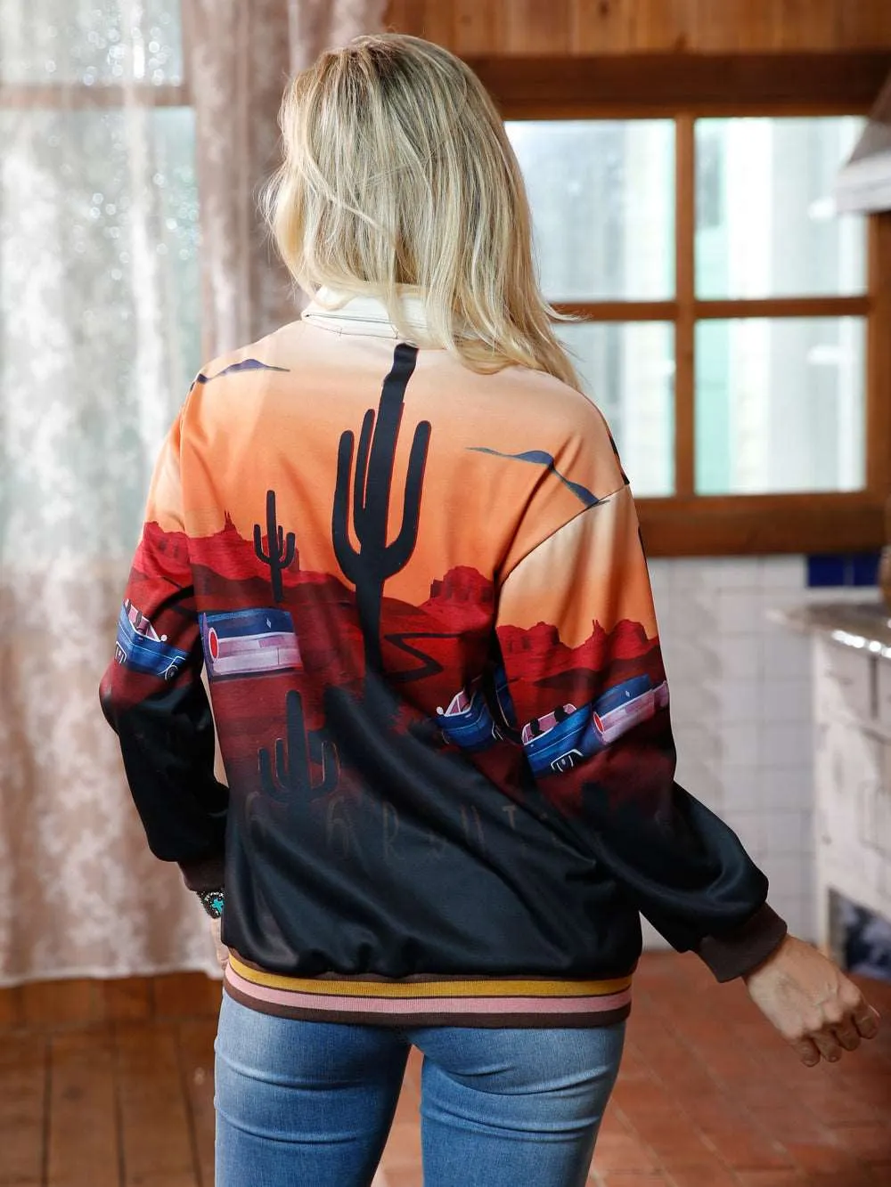 American Bling Desert Sunset Print Full Zip Jacket