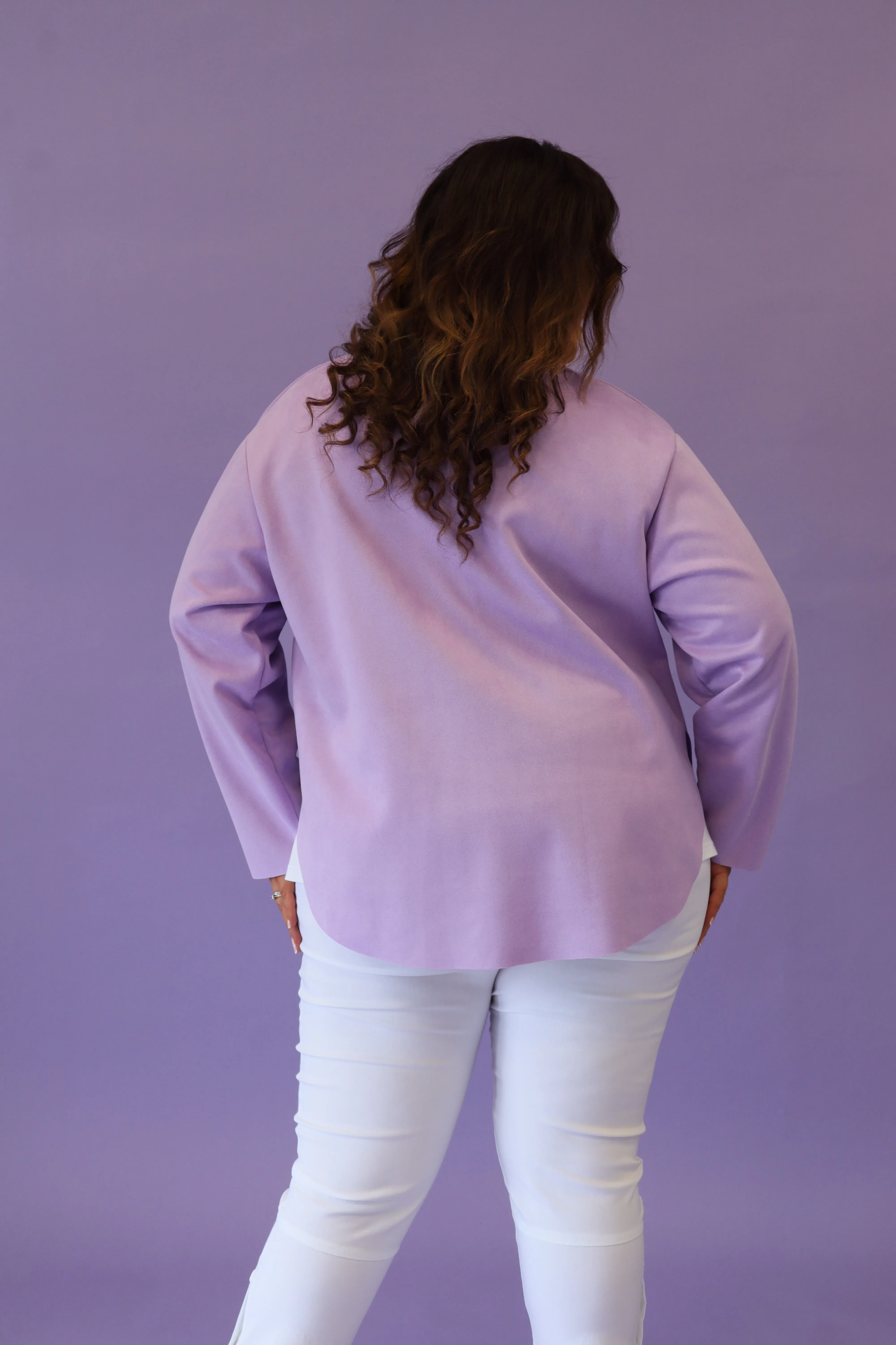 April Suede Waterfall Jacket in Purple