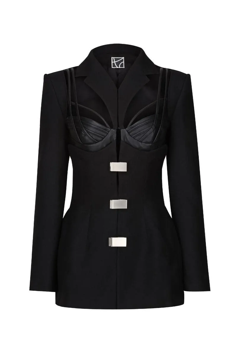 ARDEN BLACK CORSET BLAZER