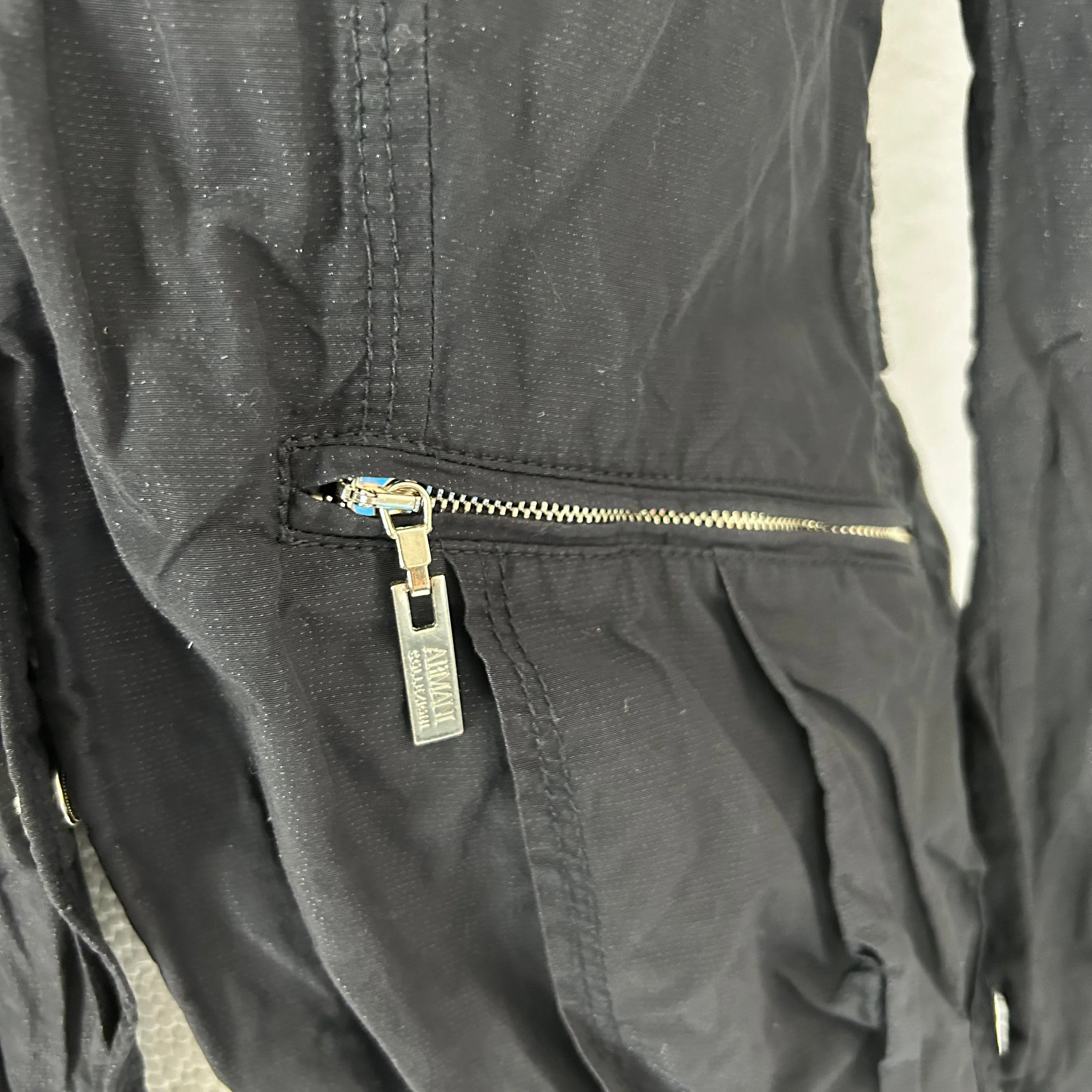 Armani Collezioni Black Waterproofed Cotton Jacket XS