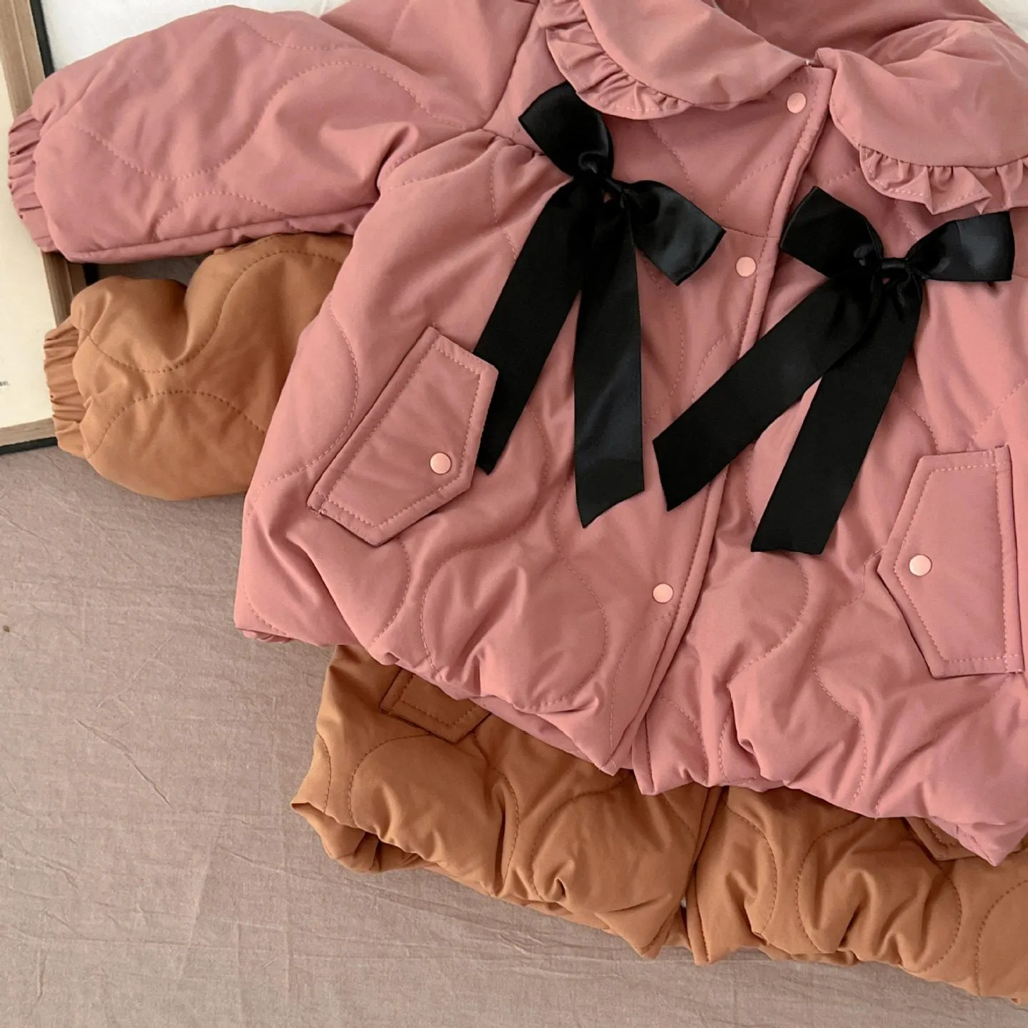 Baby Kid Girls Solid Color Bow Jackets Outwears Wholesale 231130178