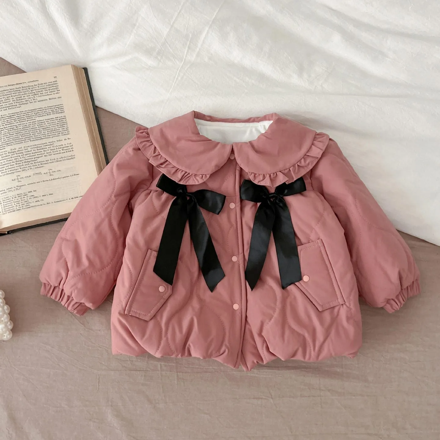 Baby Kid Girls Solid Color Bow Jackets Outwears Wholesale 231130178