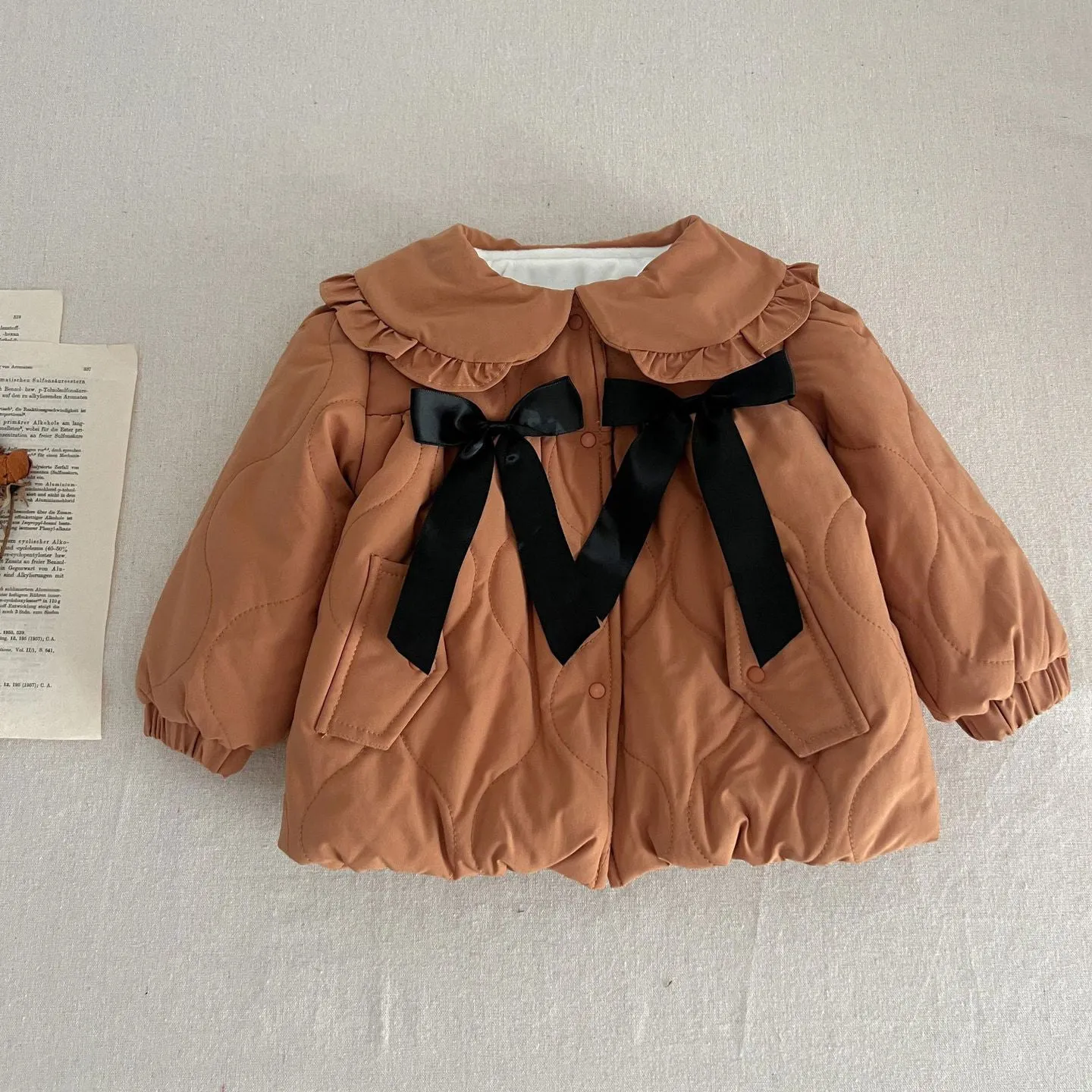 Baby Kid Girls Solid Color Bow Jackets Outwears Wholesale 231130178