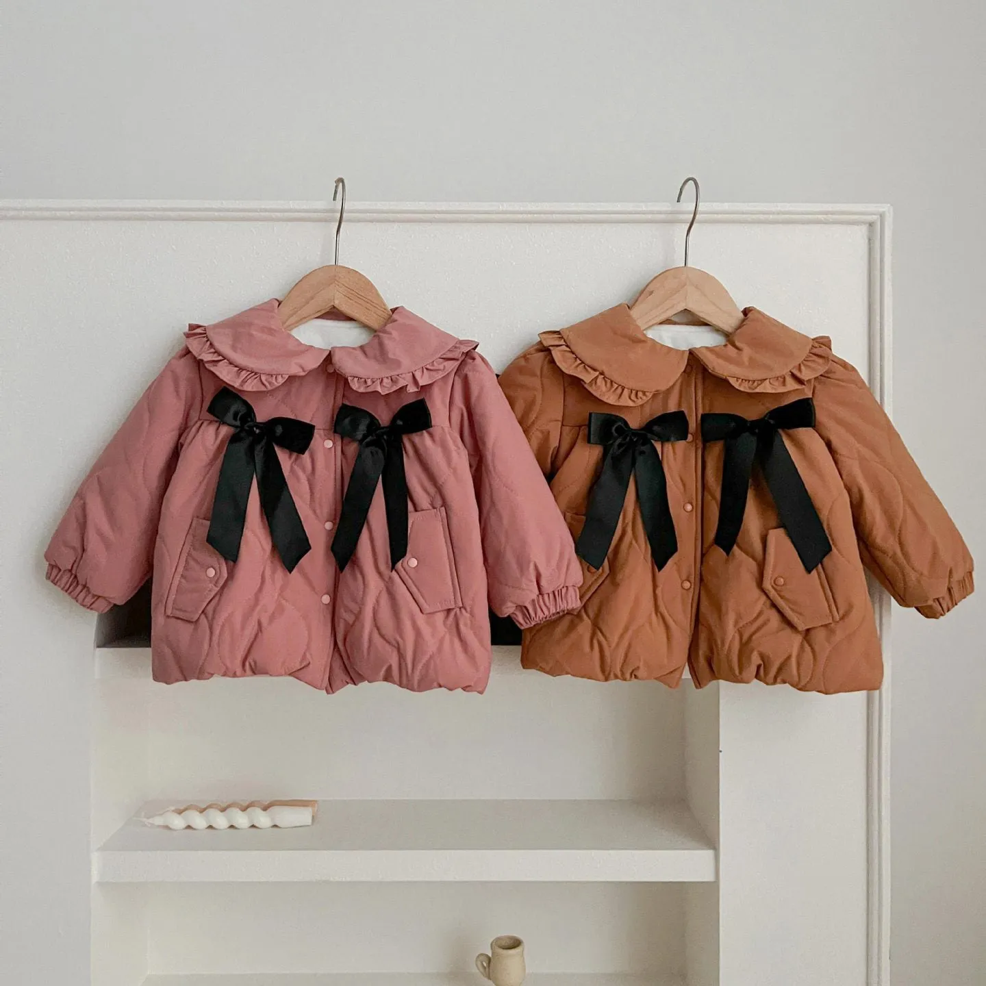 Baby Kid Girls Solid Color Bow Jackets Outwears Wholesale 231130178