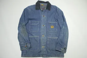 Big Ben Wrangler Vintage 80's Prison Chore Denim Work Coat Jean Jacket 4 Pocket USA