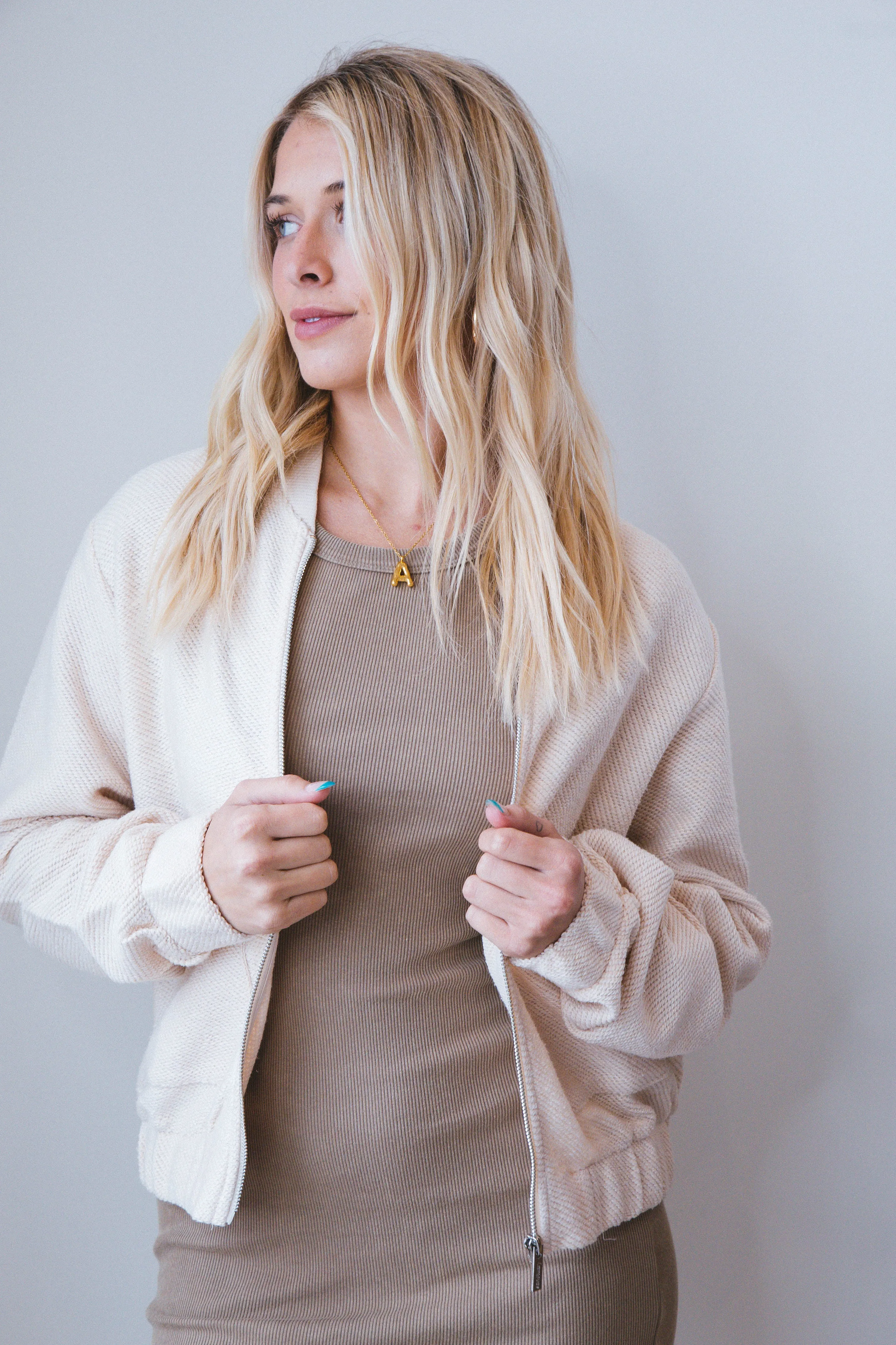 Casey Knit Bomber Jacket, Sand Dollar | Sanctuary