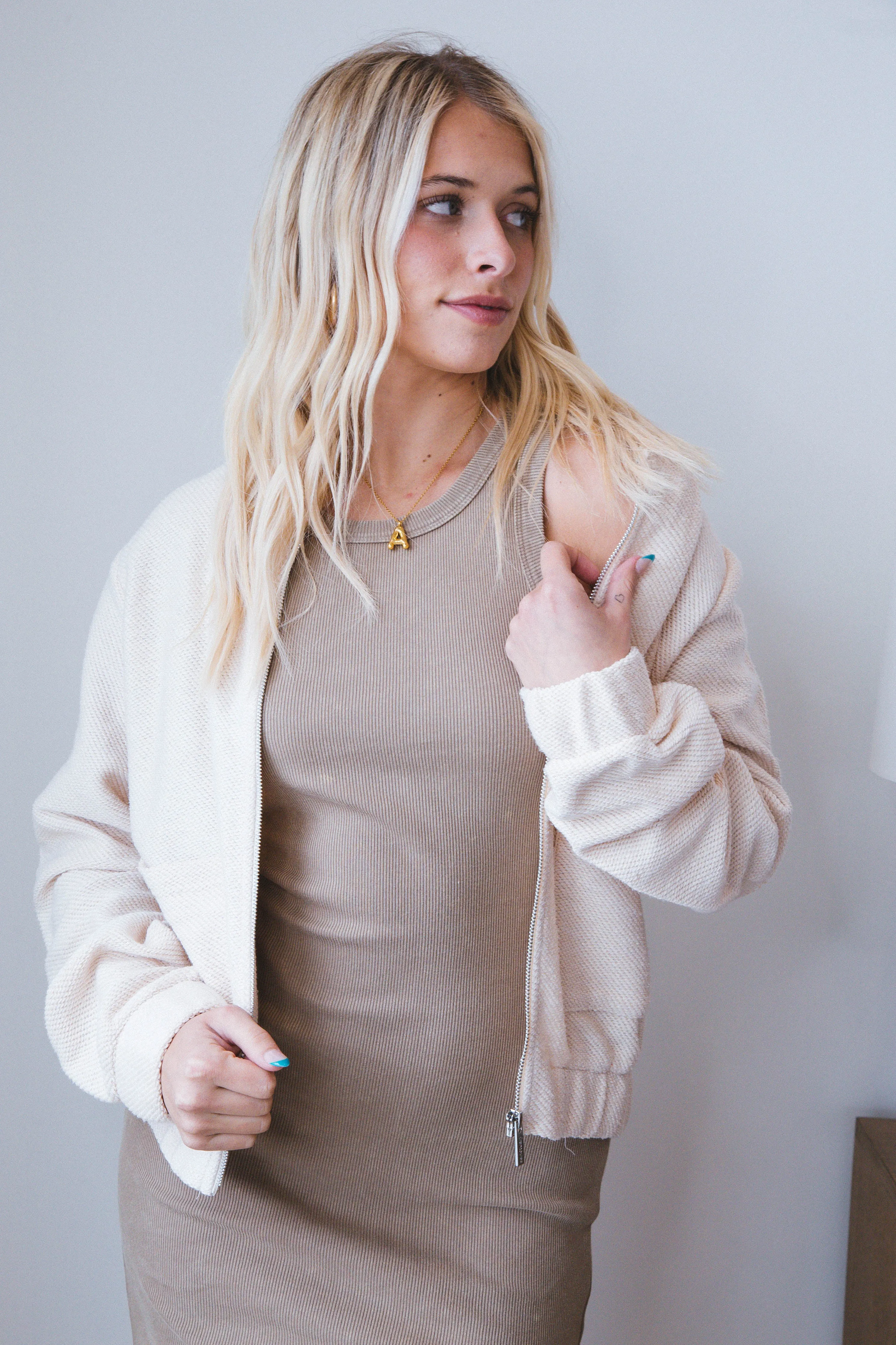 Casey Knit Bomber Jacket, Sand Dollar | Sanctuary