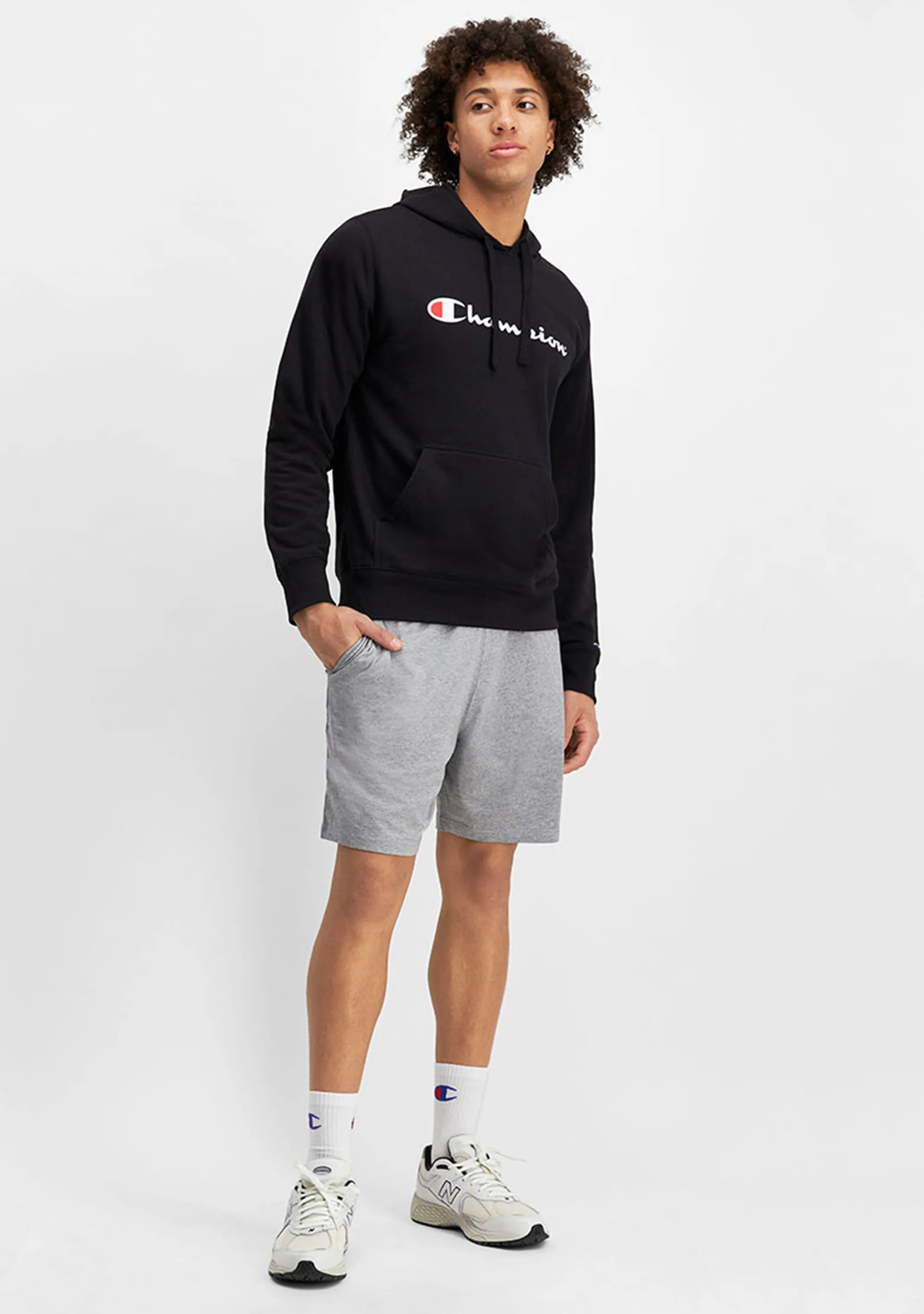 Champion Mens Script Hoodie Black <br> AY79N BLK