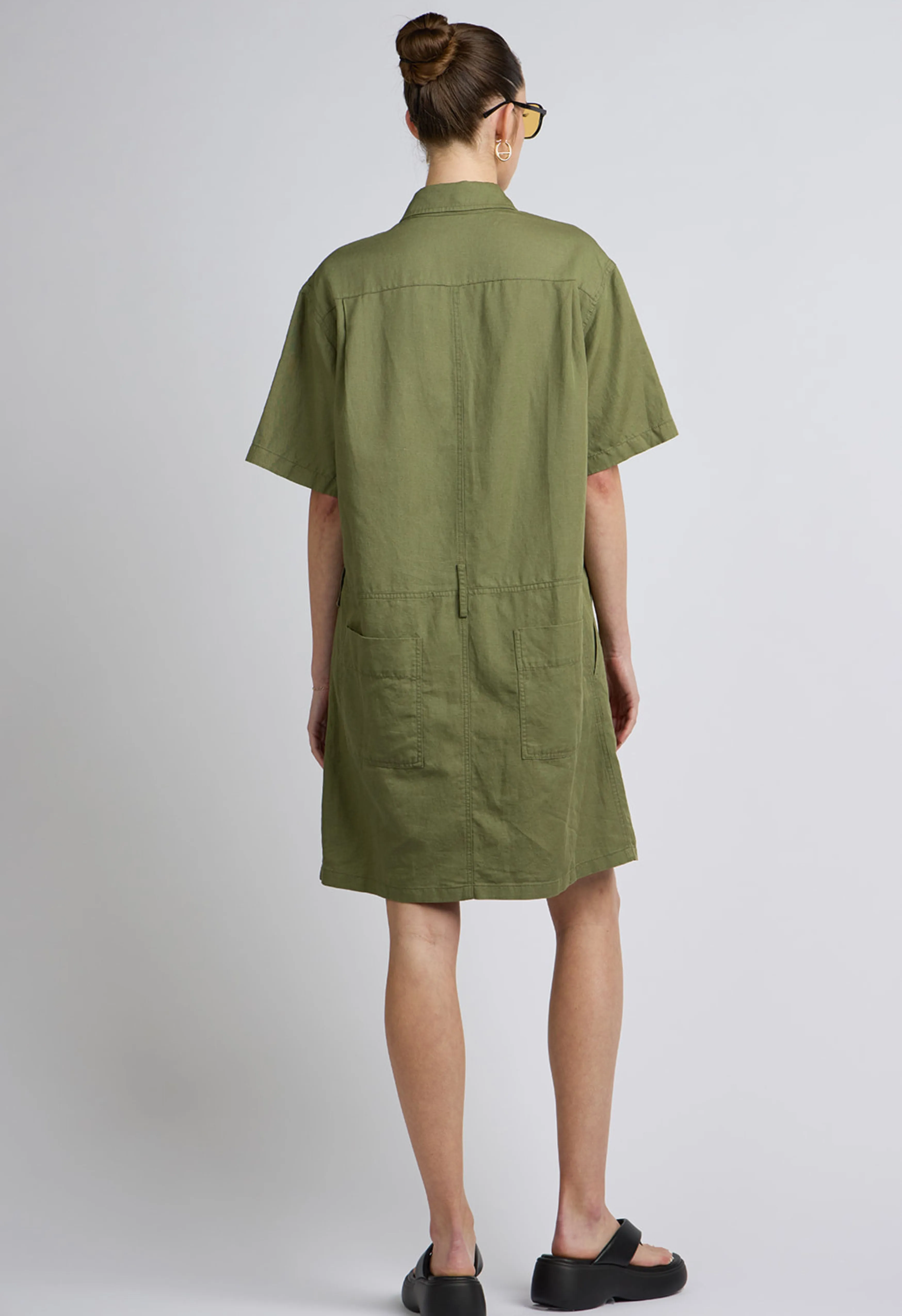 Dylan Linen Dress In Green