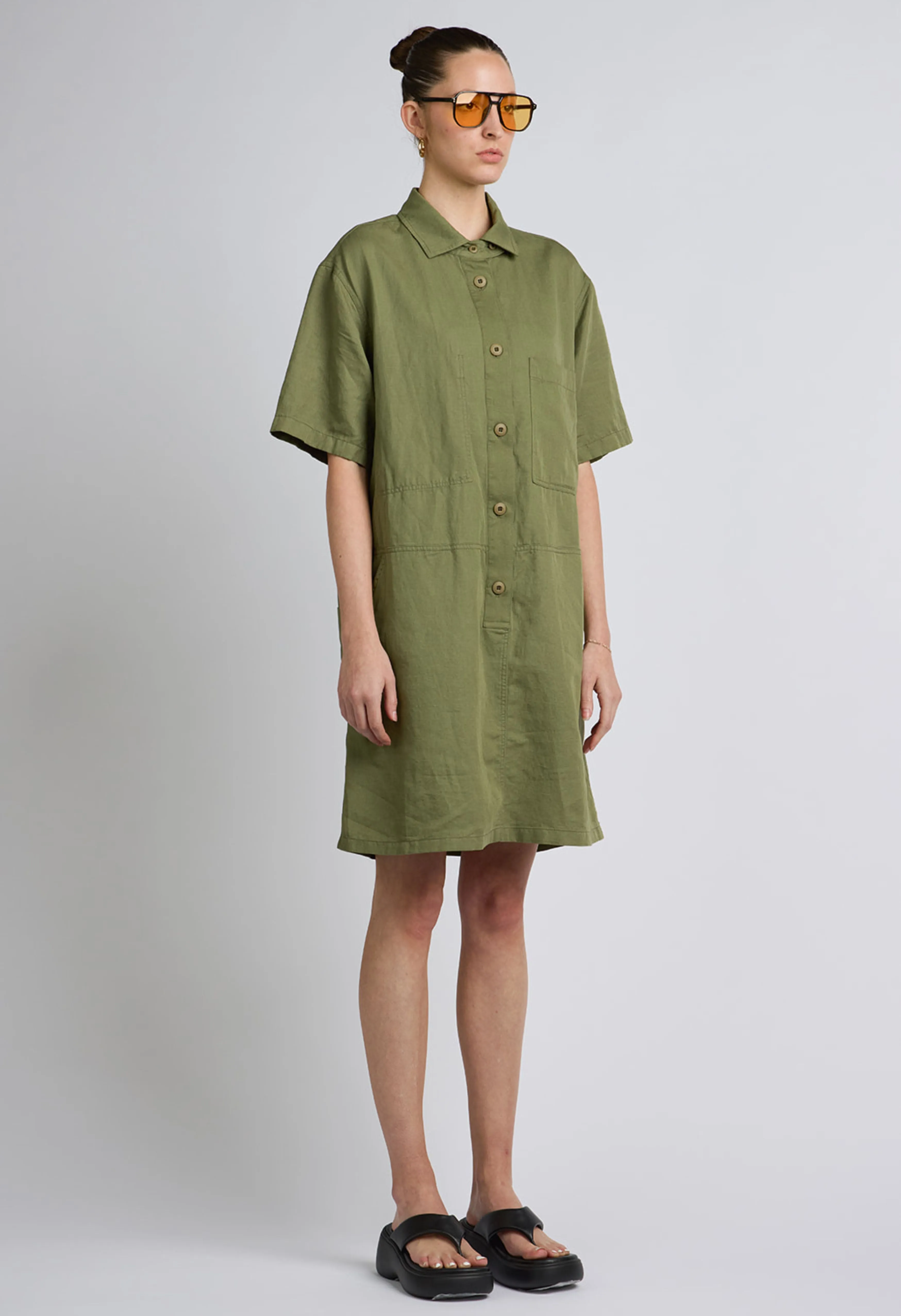 Dylan Linen Dress In Green