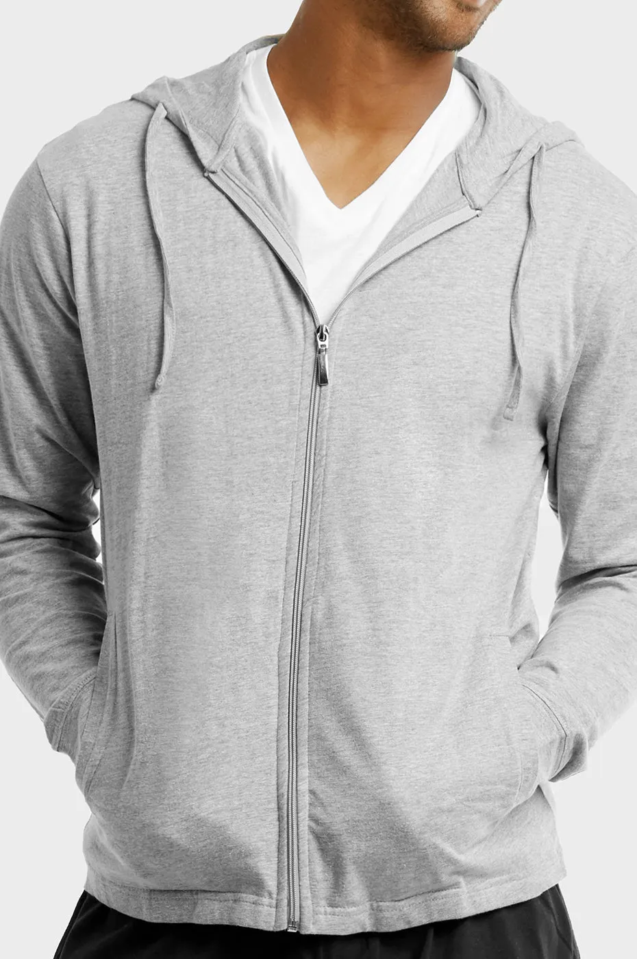 ET TU MEN'S COTTON JERSEY HOODIE JACKET (HD4100E_H.GRY)