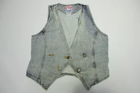 Gitano Express Vintage Blue 80's Stone Wash Denim Jean Jacket Vest Made in USA