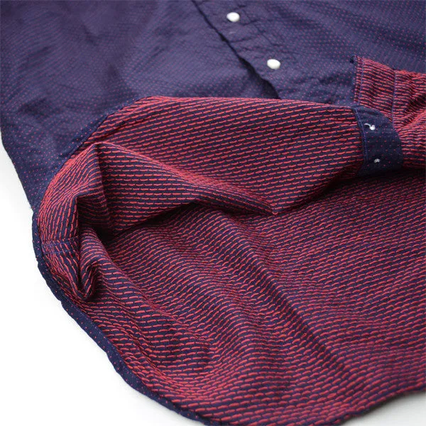 Gitman Vintage - Indigo Pin Dot Shirt - Navy / Red