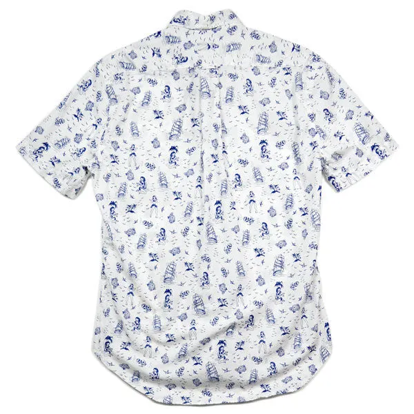 Gitman Vintage - "Good Luck" Short-Sleeve Shirt - White