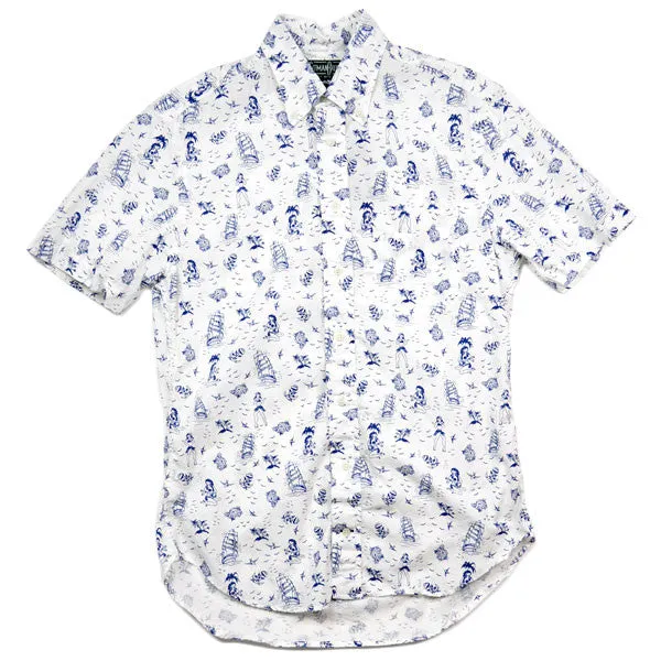 Gitman Vintage - "Good Luck" Short-Sleeve Shirt - White