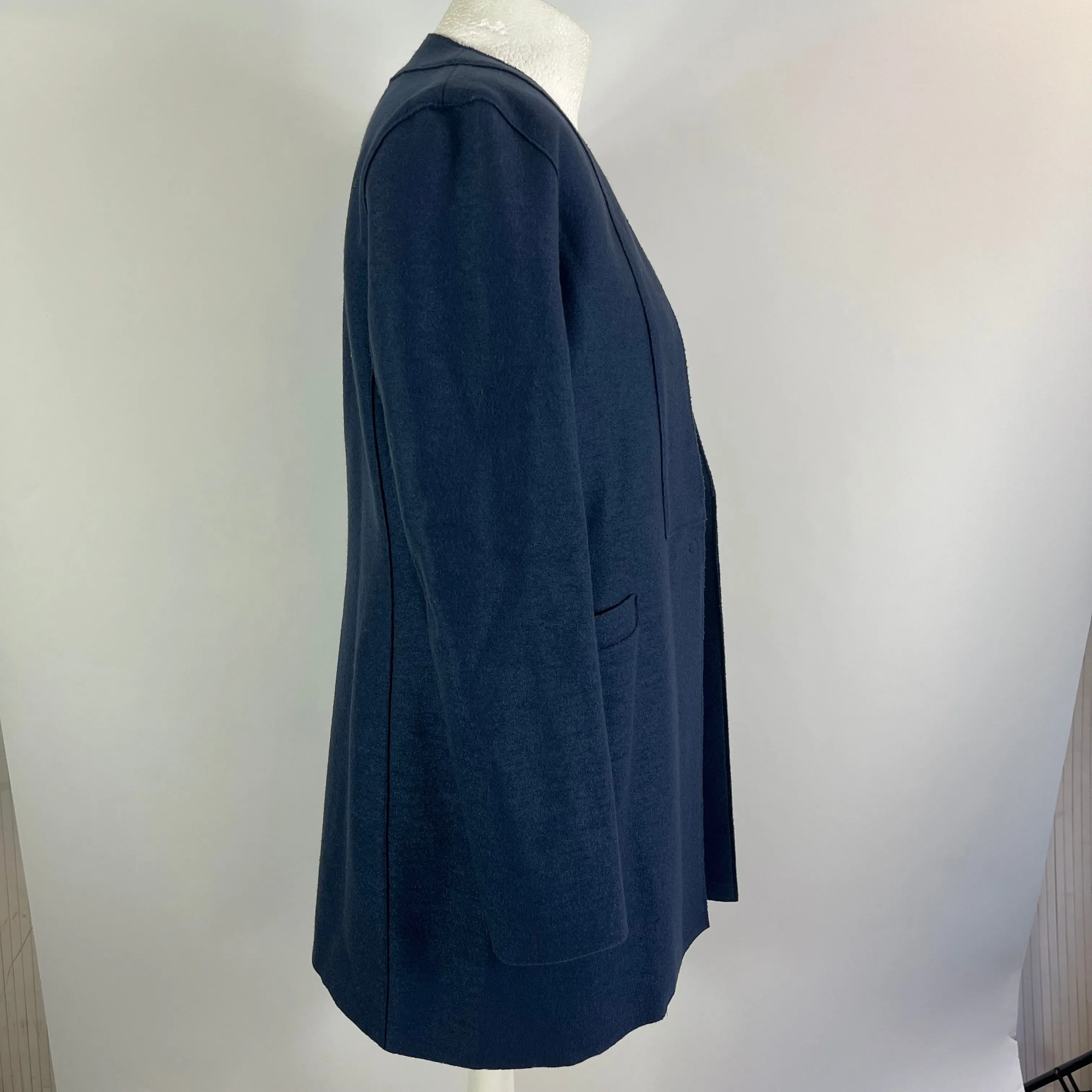 Harris Wharf Mid Navy Wool Longline Jacket S