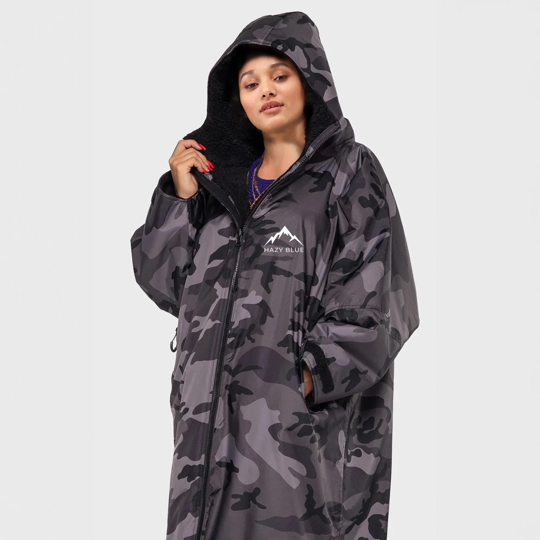 Hazy Blue Waterproof Adults All Weather Changing Robe - Newquay