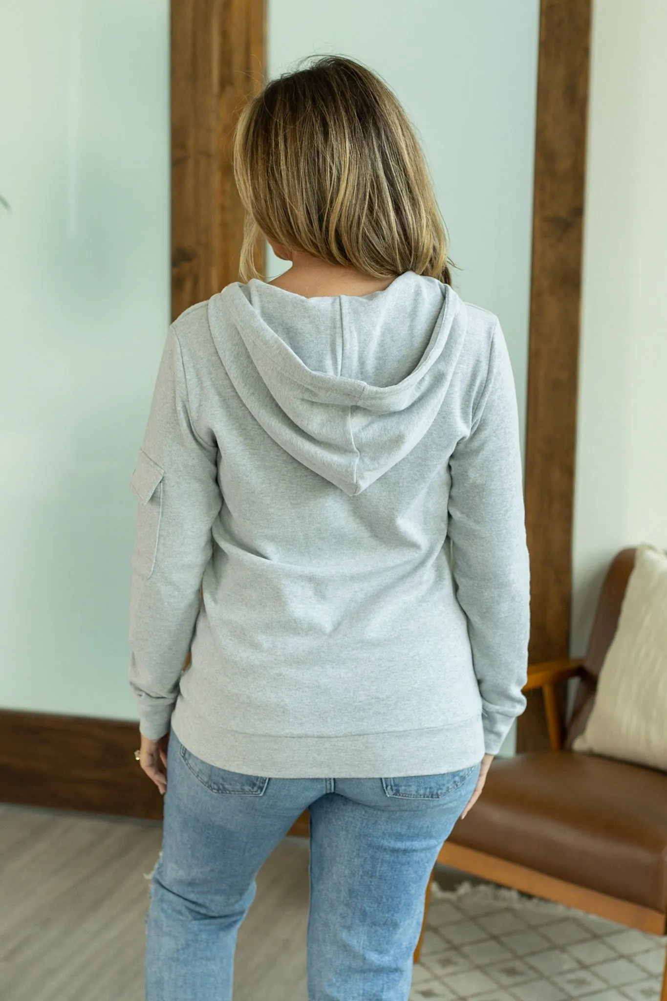 IN STOCK Pixie Pocket Halfzip Hoodie - Light Grey