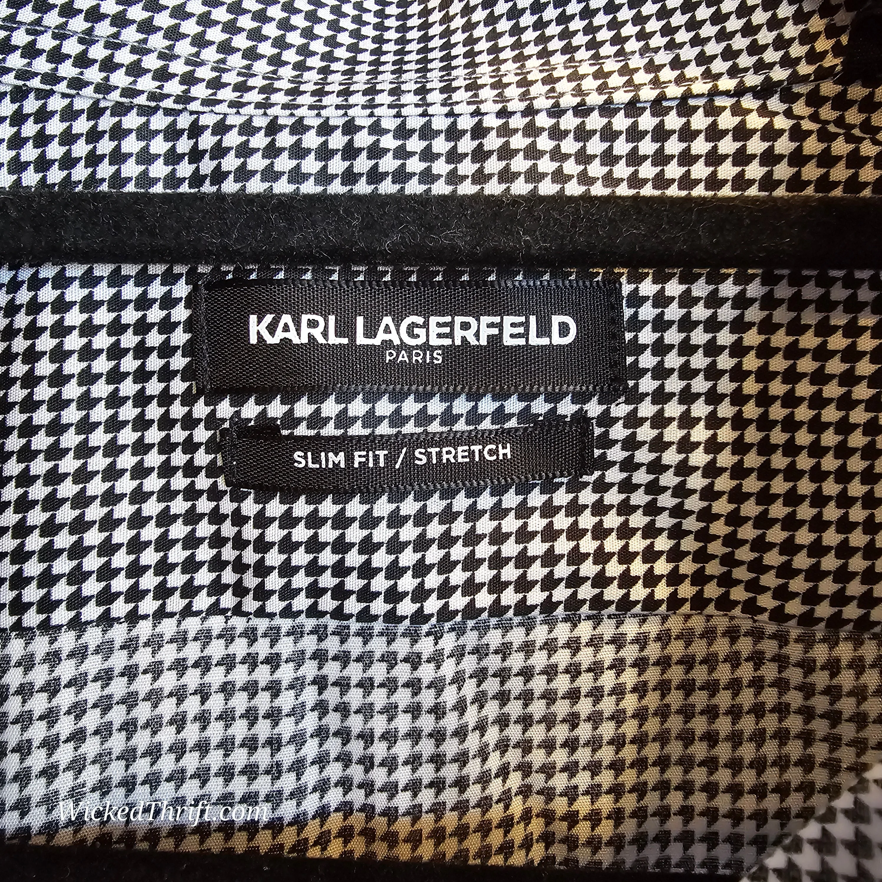 KARL LAGERFELD Black/White Buttondown Men's XL