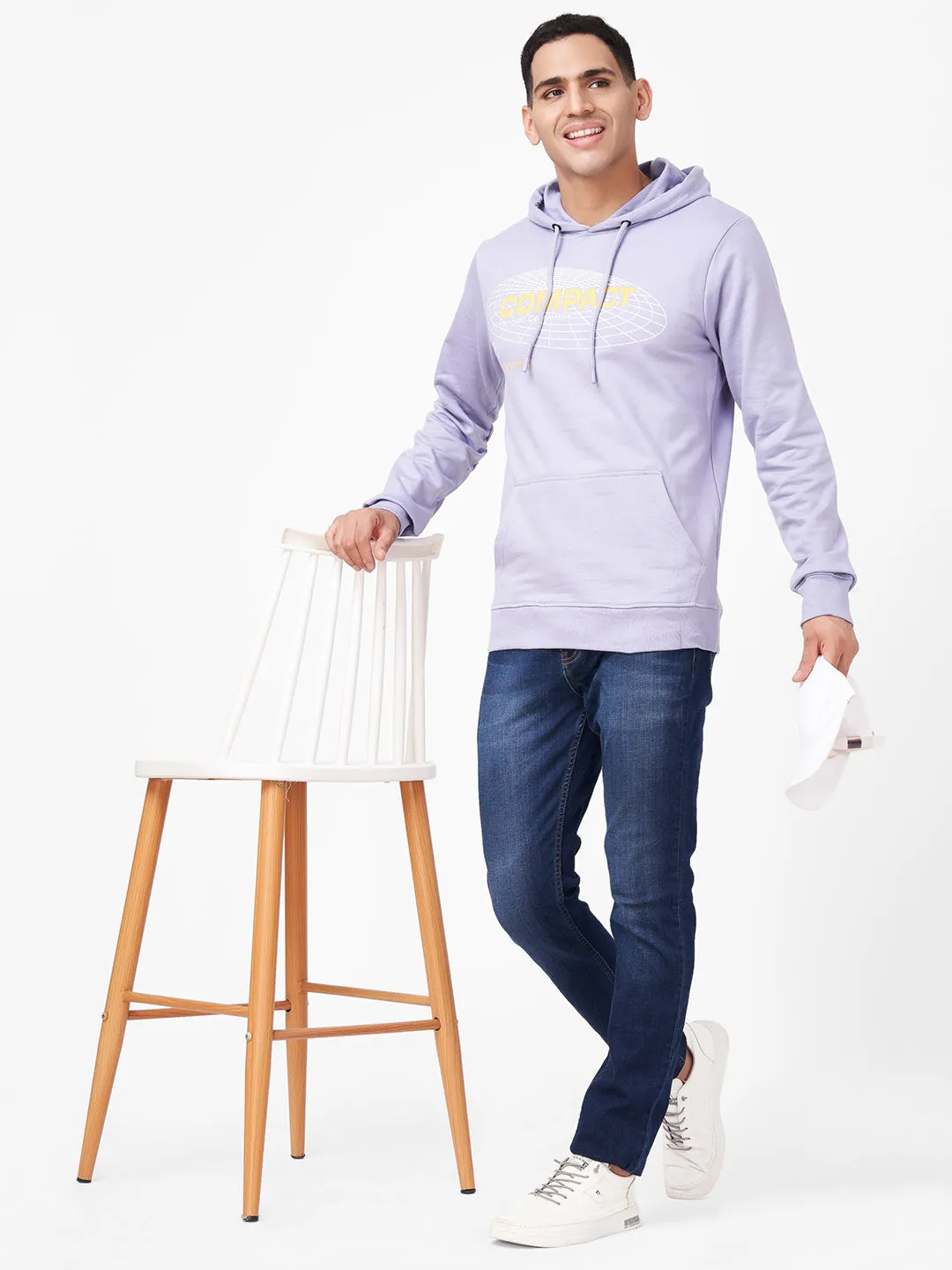 Lavender Printed Full Sleeve Hoodie