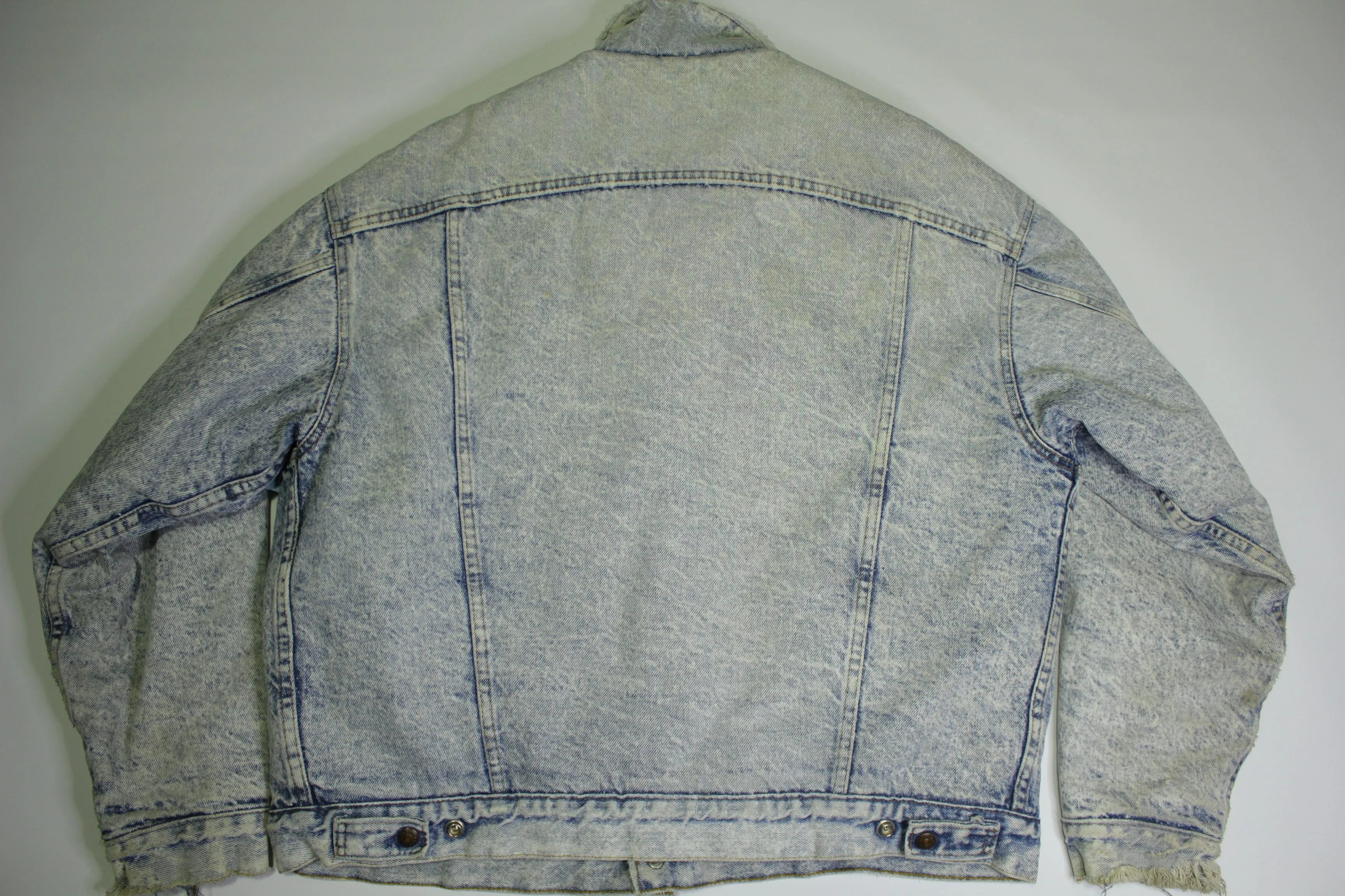 Levis San Francisco Sherpa Lined Acid Stone Washed 80's Denim Jean Jacket USA Made