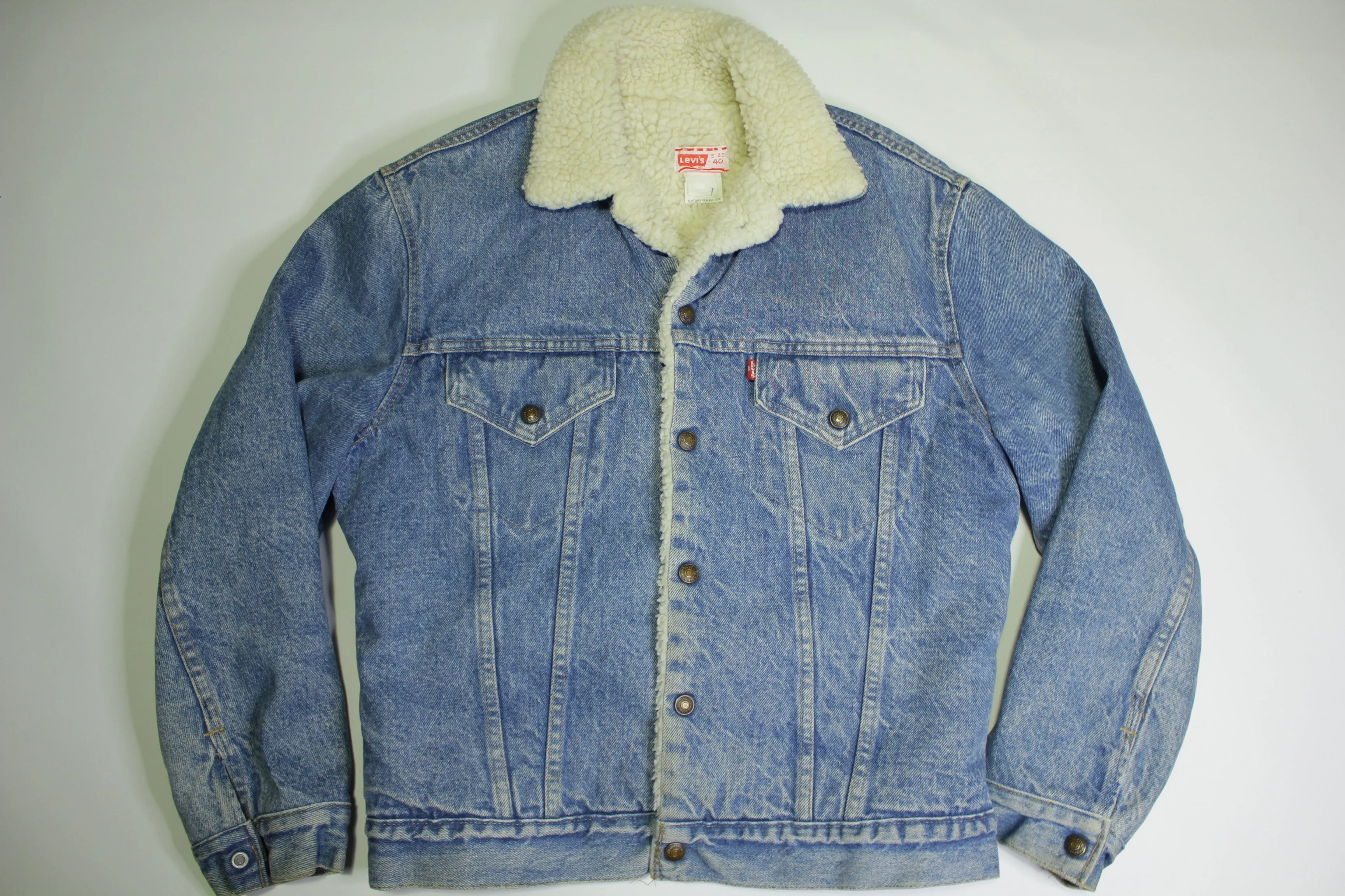 Levis San Francisco Sherpa Lined Light Washed 70's Denim Jean Jacket USA Made Type 3