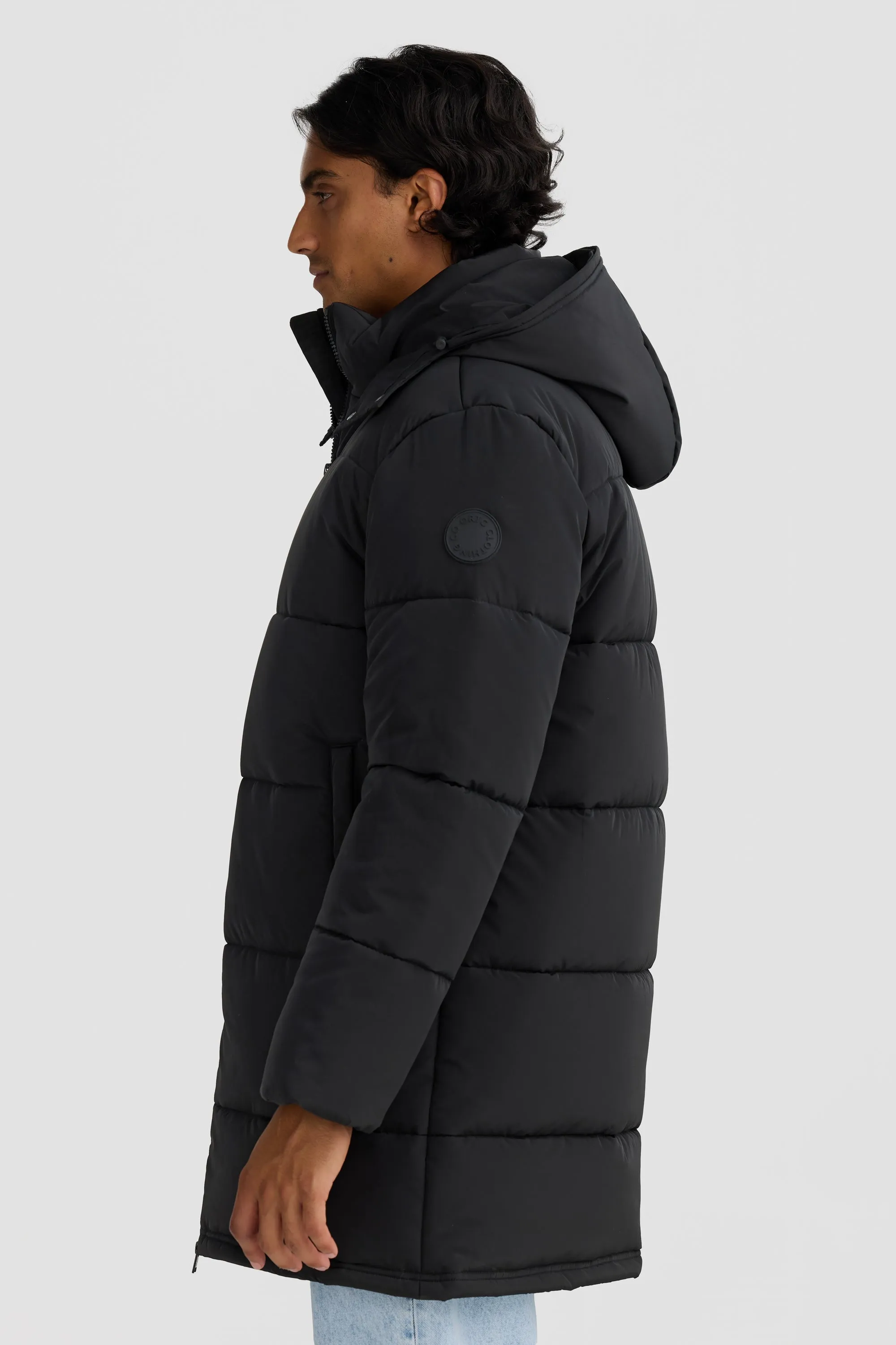 Longline Black Puffer Jacket