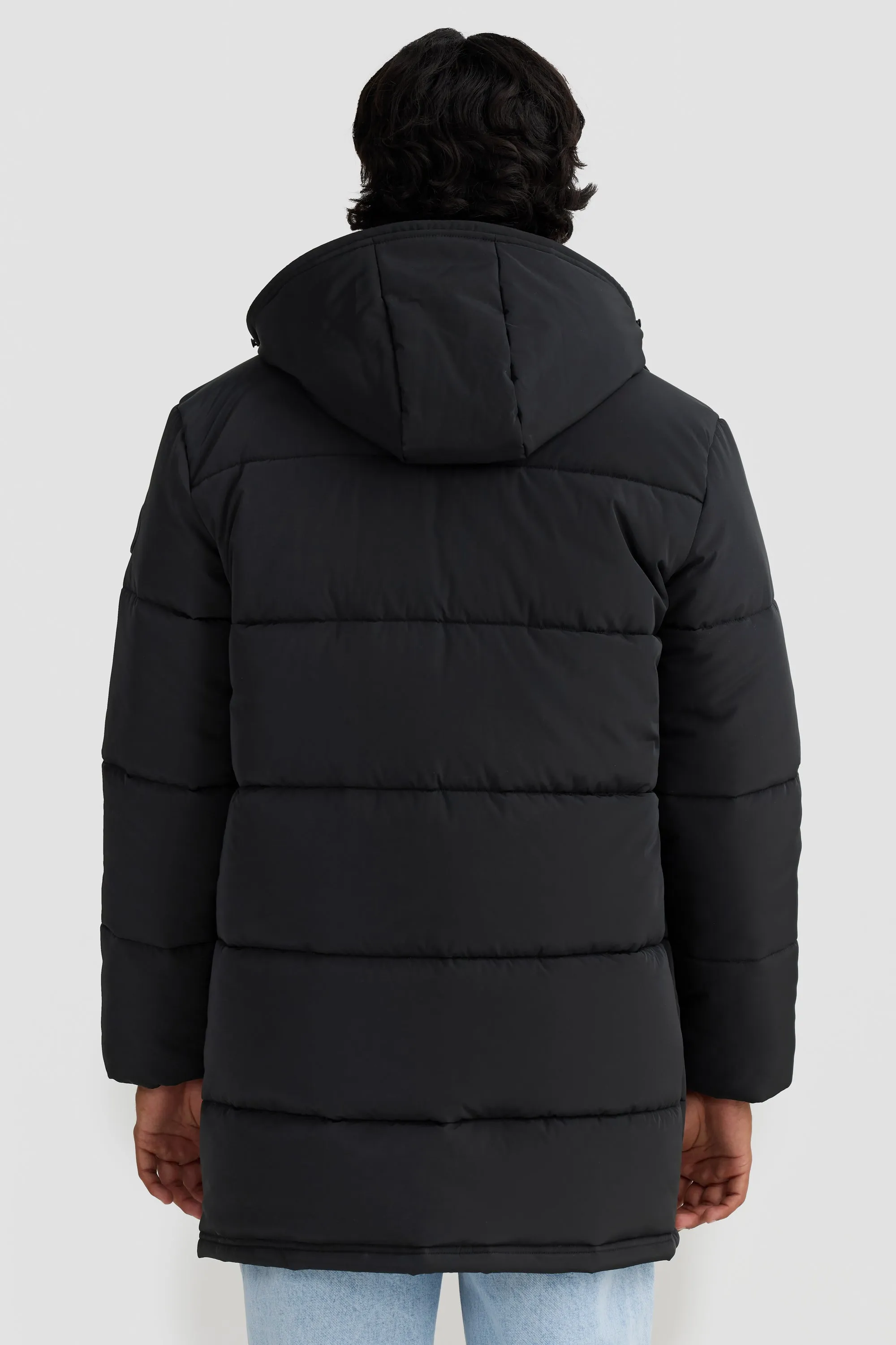 Longline Black Puffer Jacket