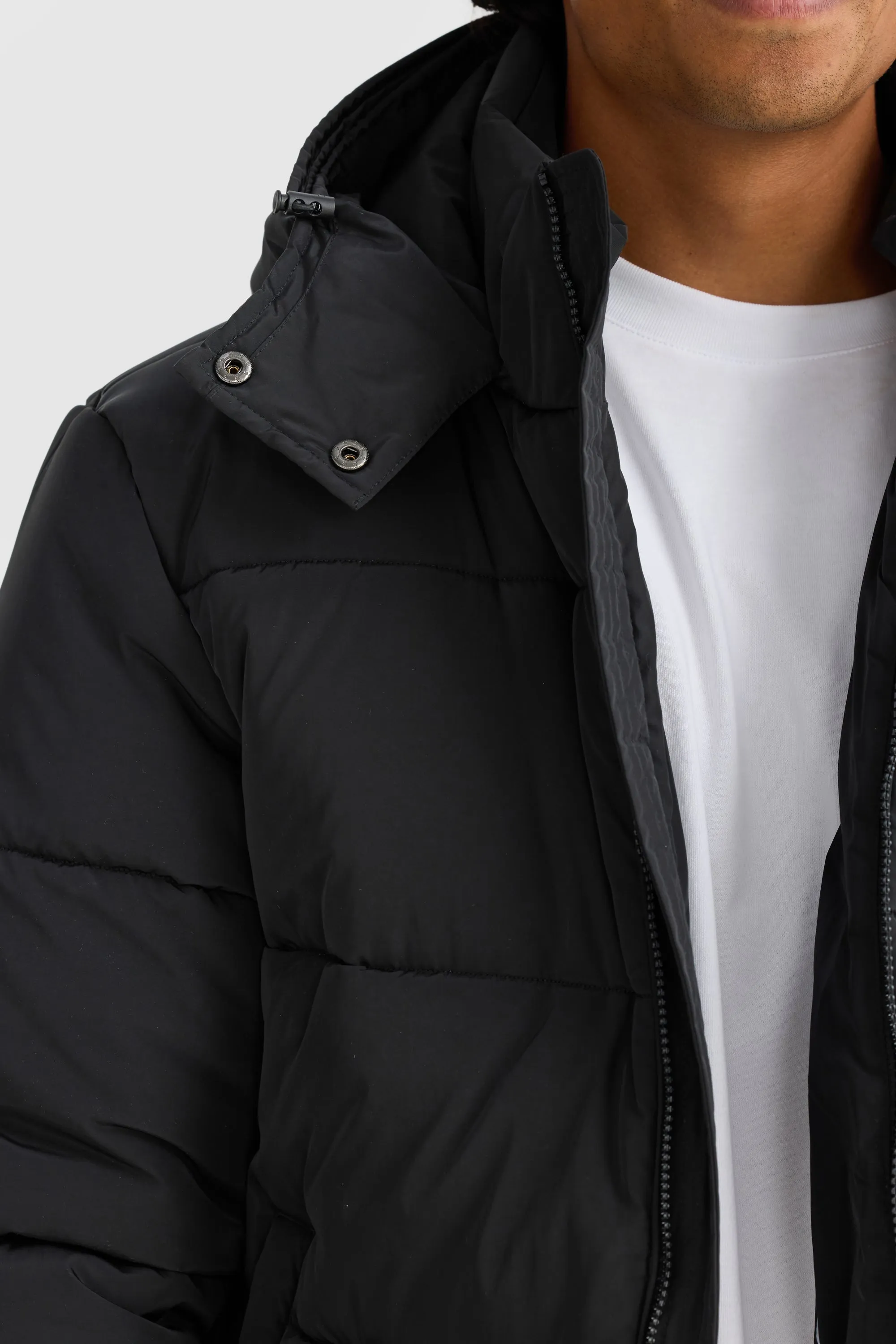 Longline Black Puffer Jacket