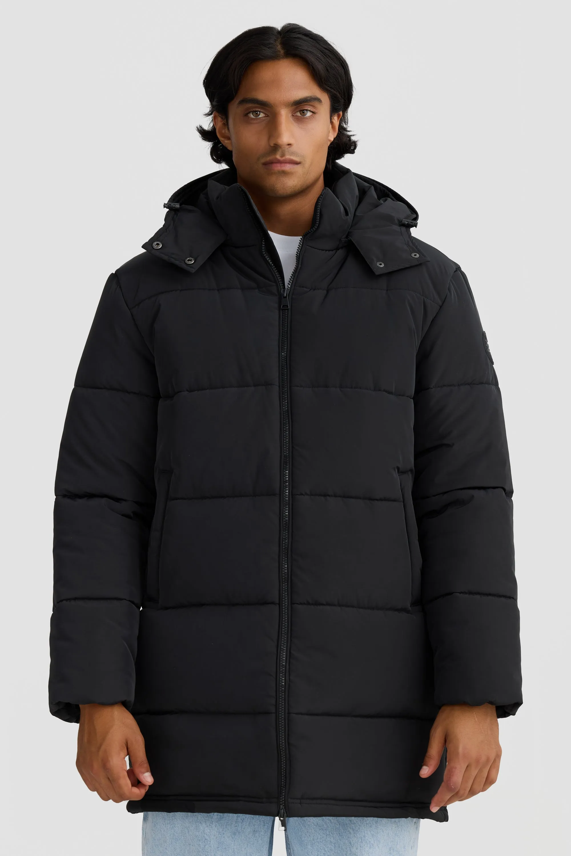 Longline Black Puffer Jacket