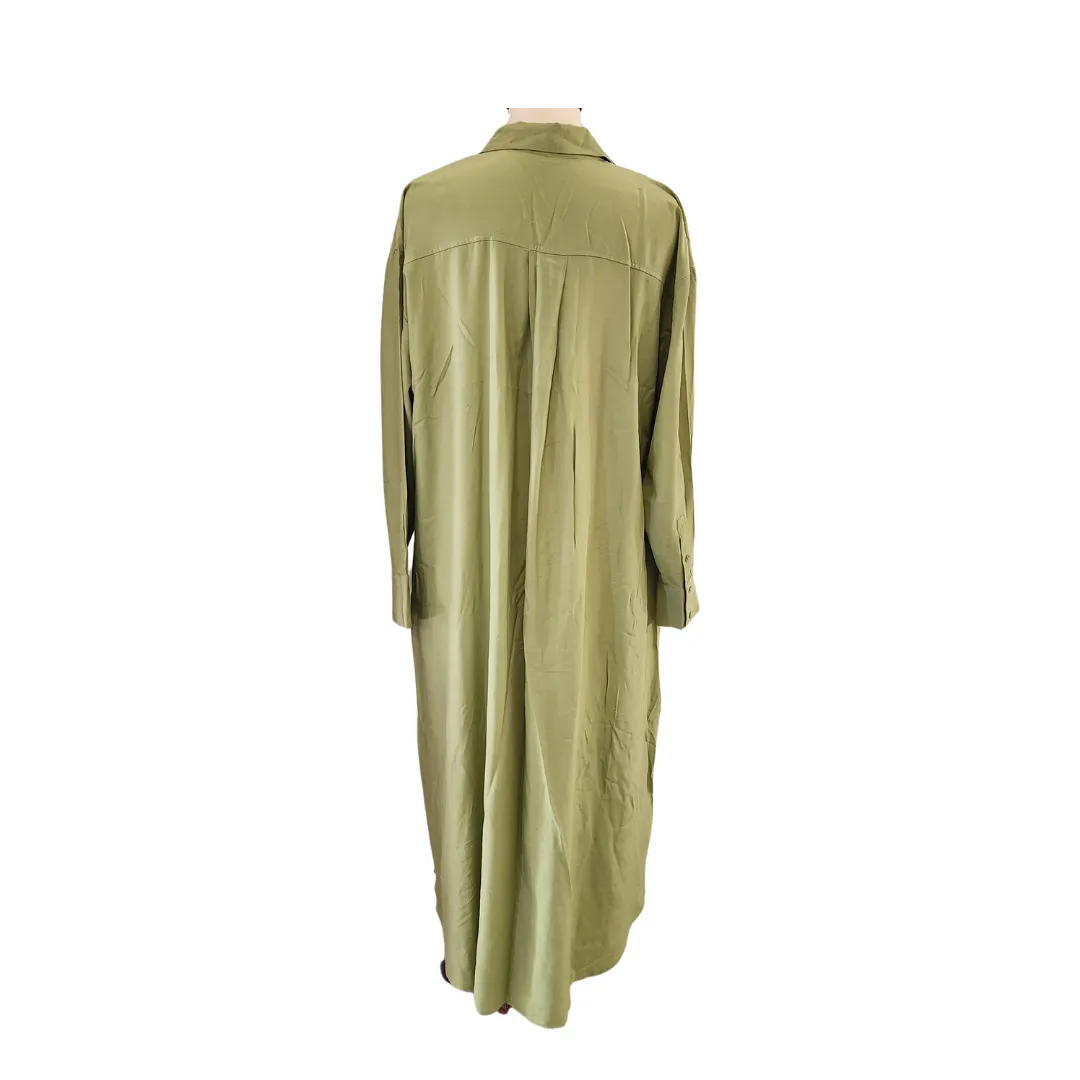 Mango Green Collared Front Tie Long Jacket | Brand New |