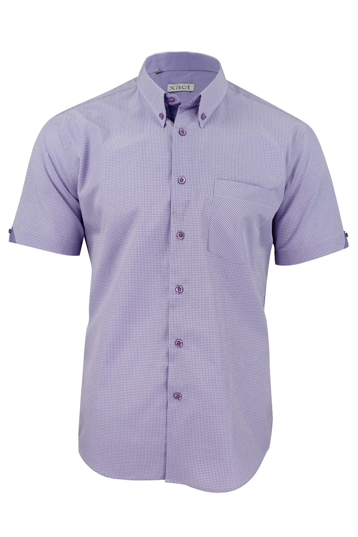 Mens Short Sleeved Shirt by Xact Clothing Micro Gingham Check