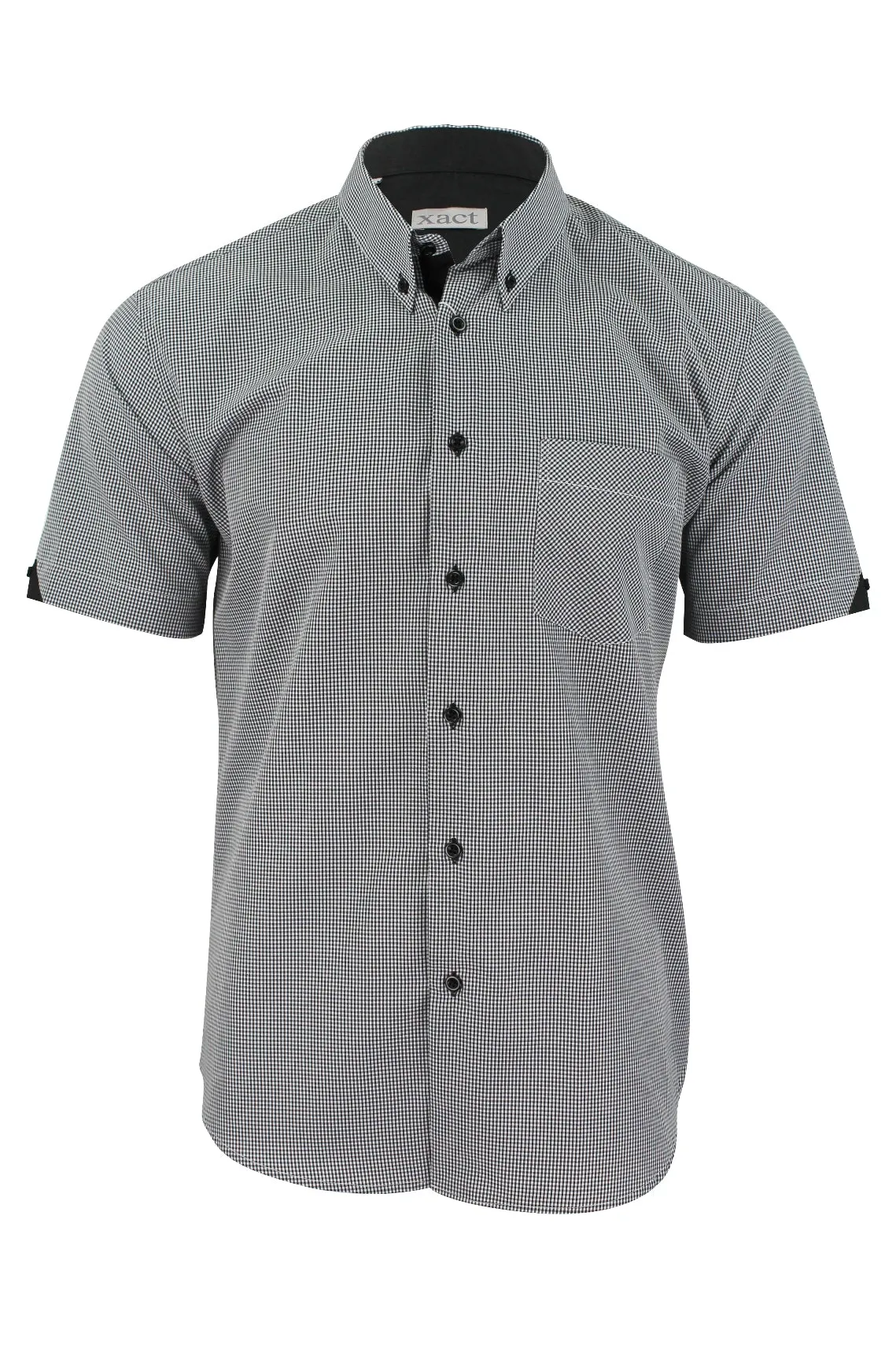 Mens Short Sleeved Shirt by Xact Clothing Micro Gingham Check