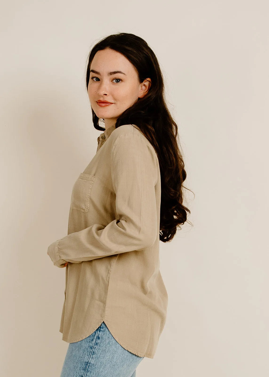 Mercia Button-Down Top - Sand