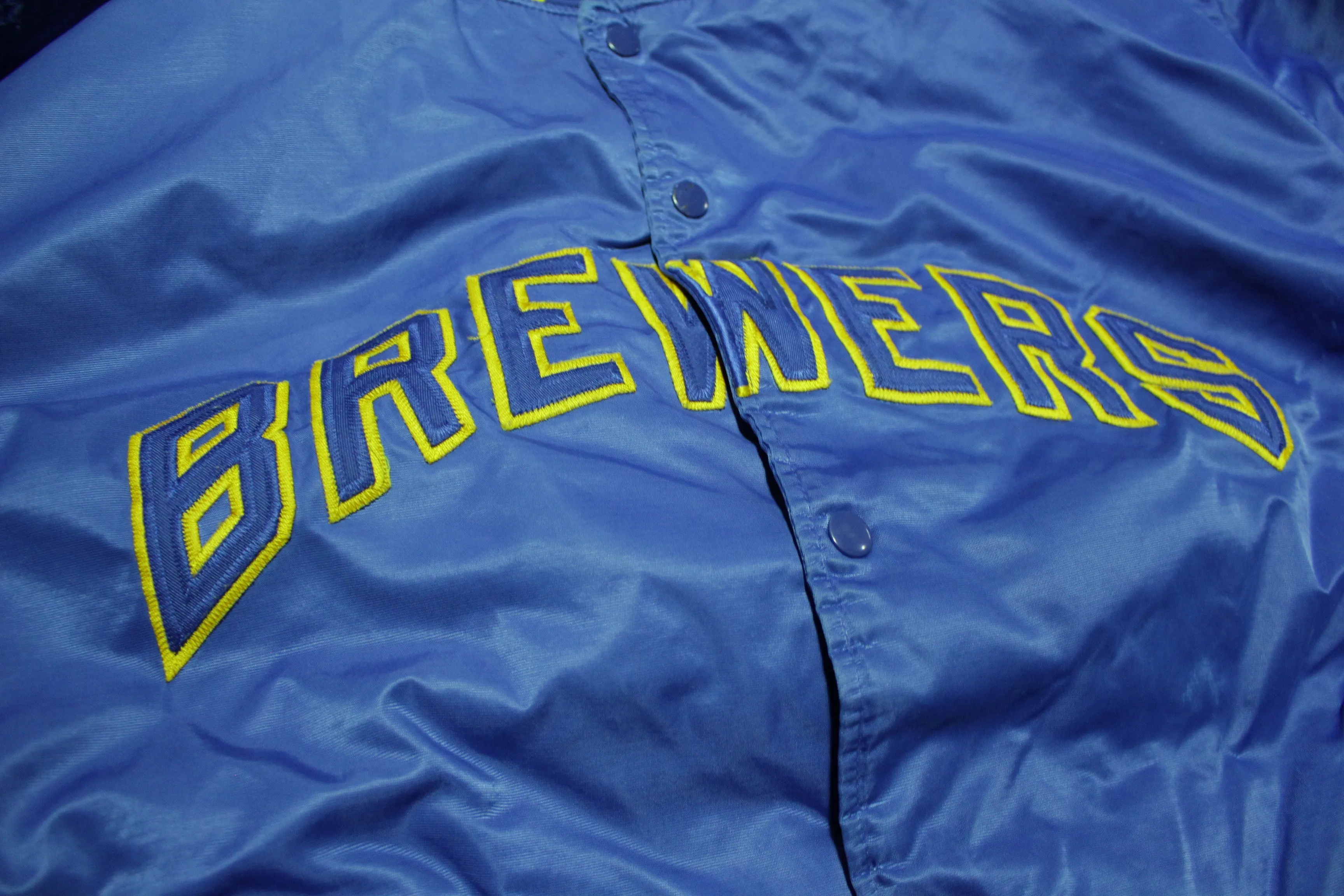 Milwaukee Brewers Vintage 90's Cooperstown Majestic Satin Baseball Team Coach Jacket