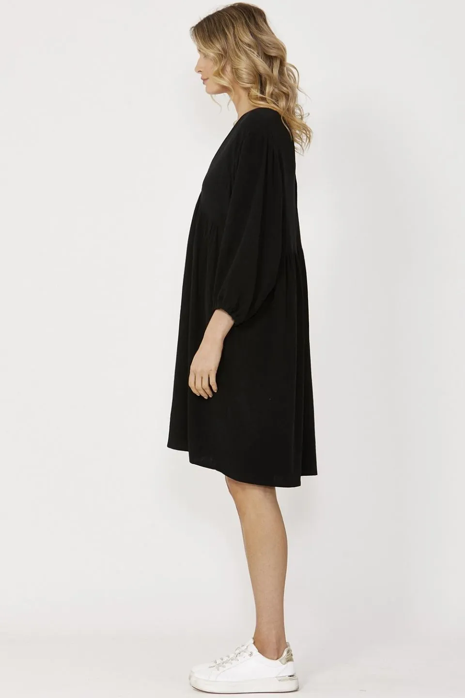 Myra Black LS Shirt Mini Dress