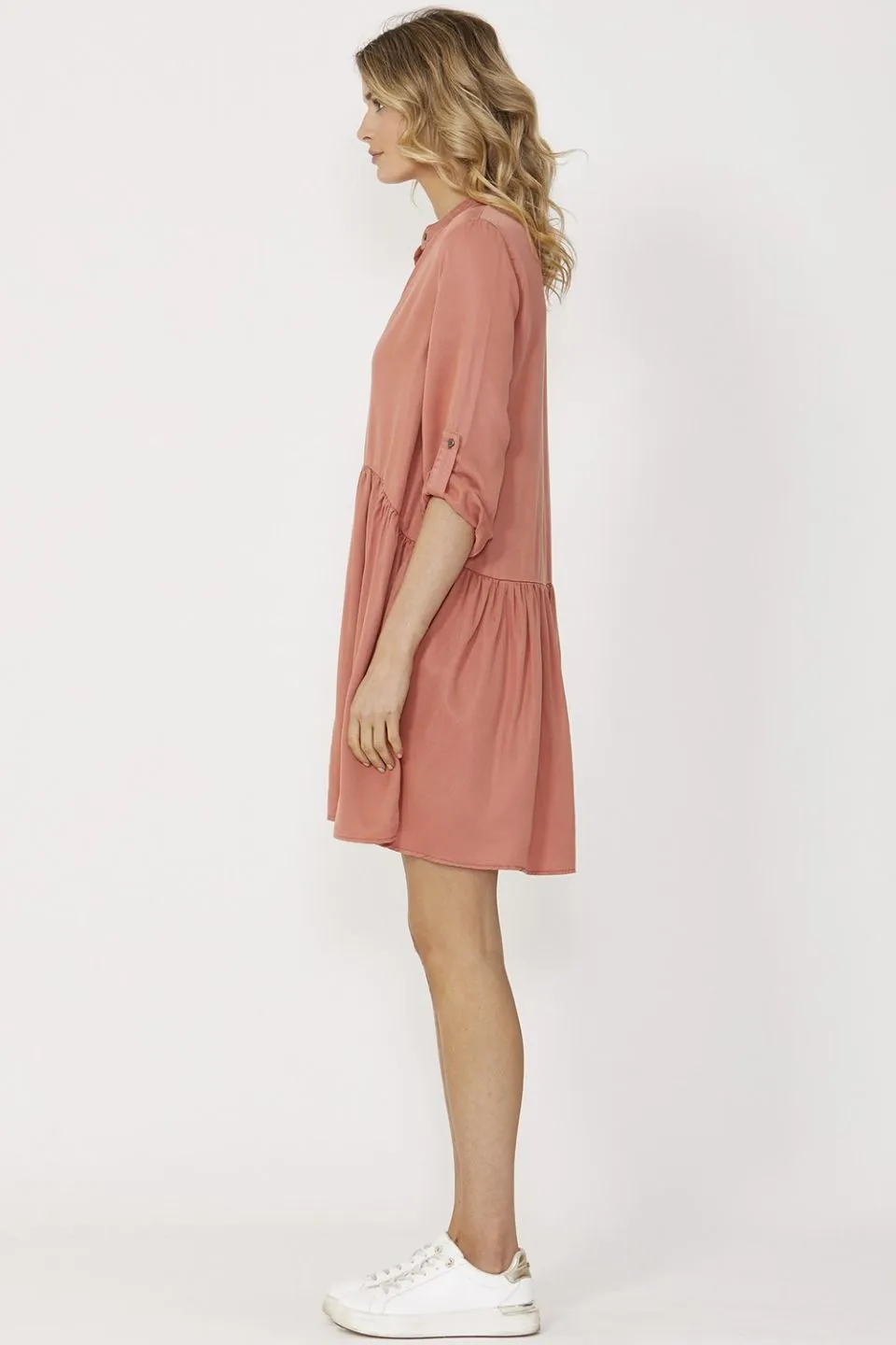 Myra Brick LS Shirt Mini Dress