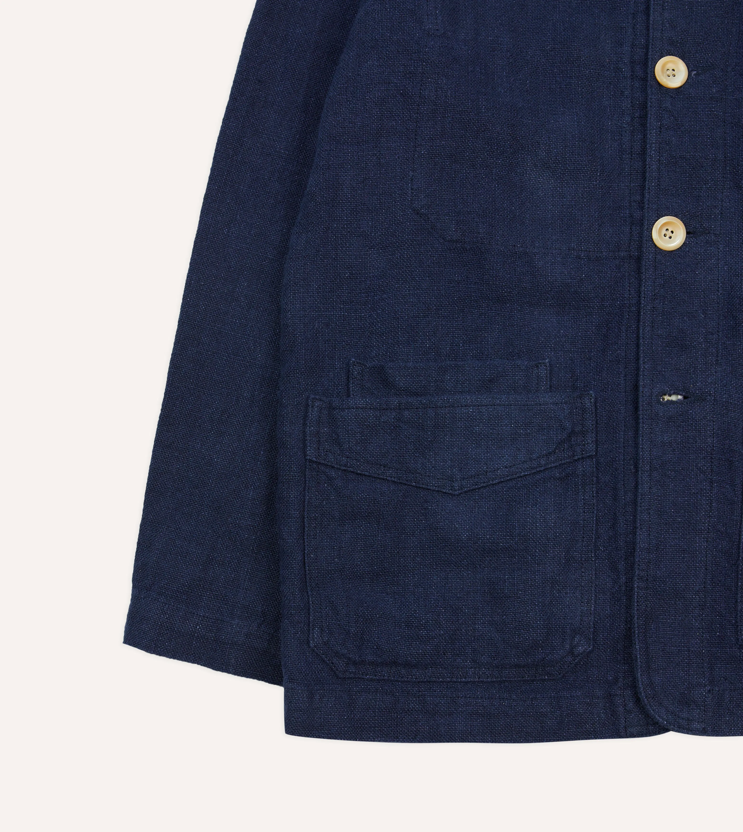 Navy Linen Five-Pocket Chore Jacket