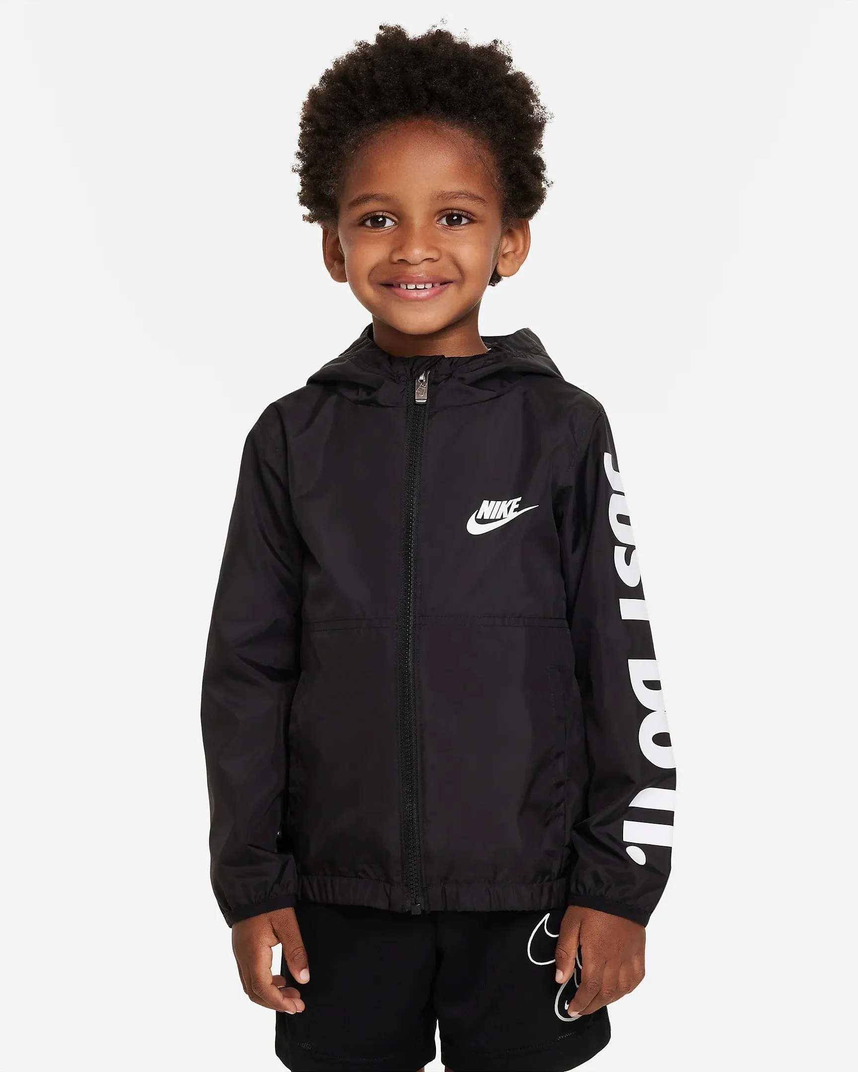 NIKE JUNIOR JUST DO IT BLACK WINDBREAKER JACKET