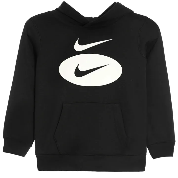 Sure! Here’s an optimized title for the e-commerce product:

NIKE Kids Junior Swoosh Black Pullover Hoodie - Stylish & Comfortable Youth Sweatshirt

This title includes modifiers to enhance searchability and appeal to potential buyers.