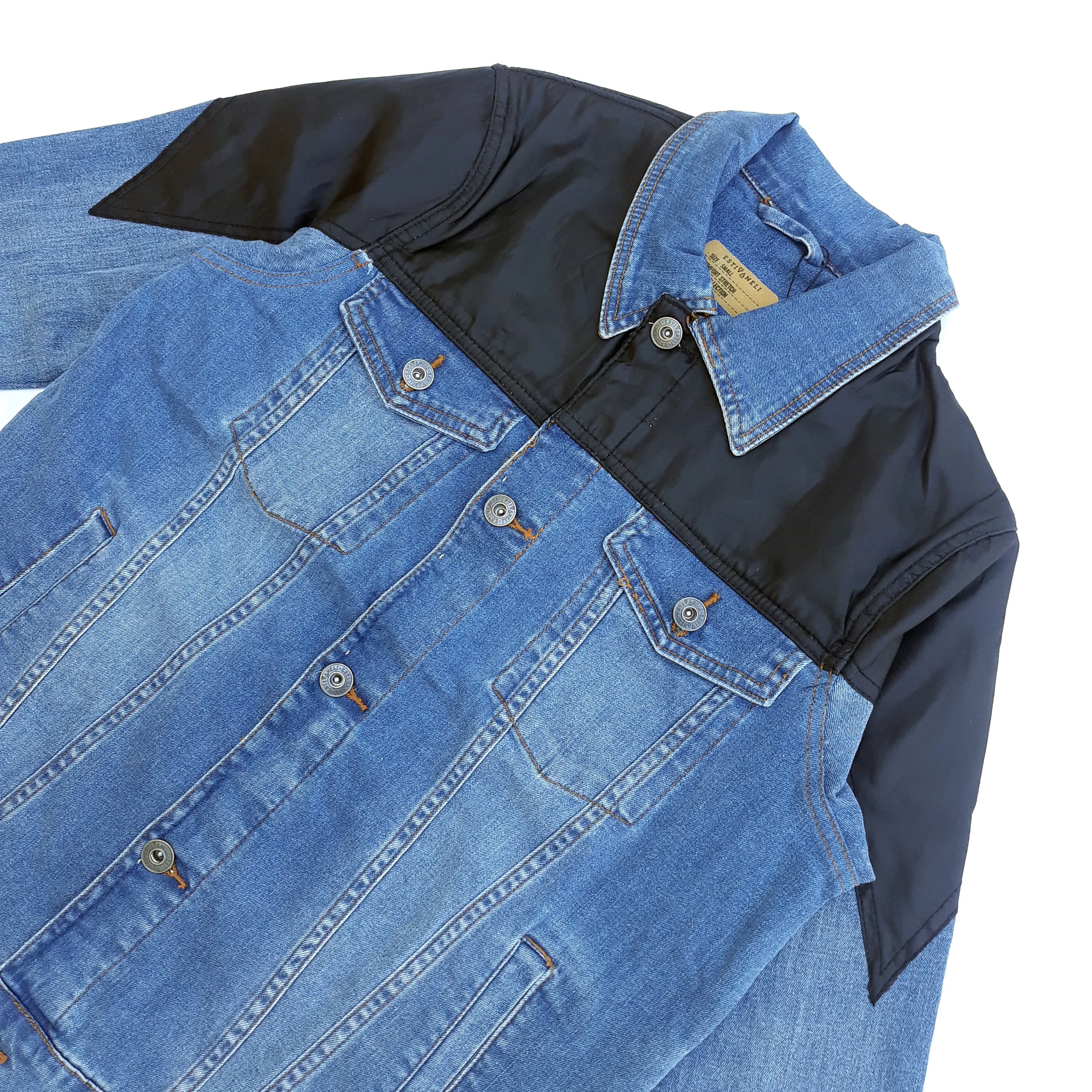 NL - Men 'Blue' Color Block Panelled Denim Jacket NL409