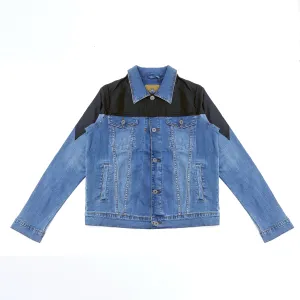 NL - Men 'Blue' Color Block Panelled Denim Jacket NL409