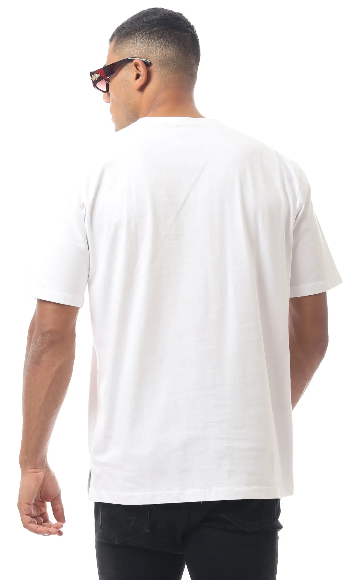 O170304 White Slip On Tee With Pocket & Zipper