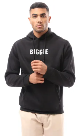 O173703 Front & Back Print Bigge Black Winter Hoodie