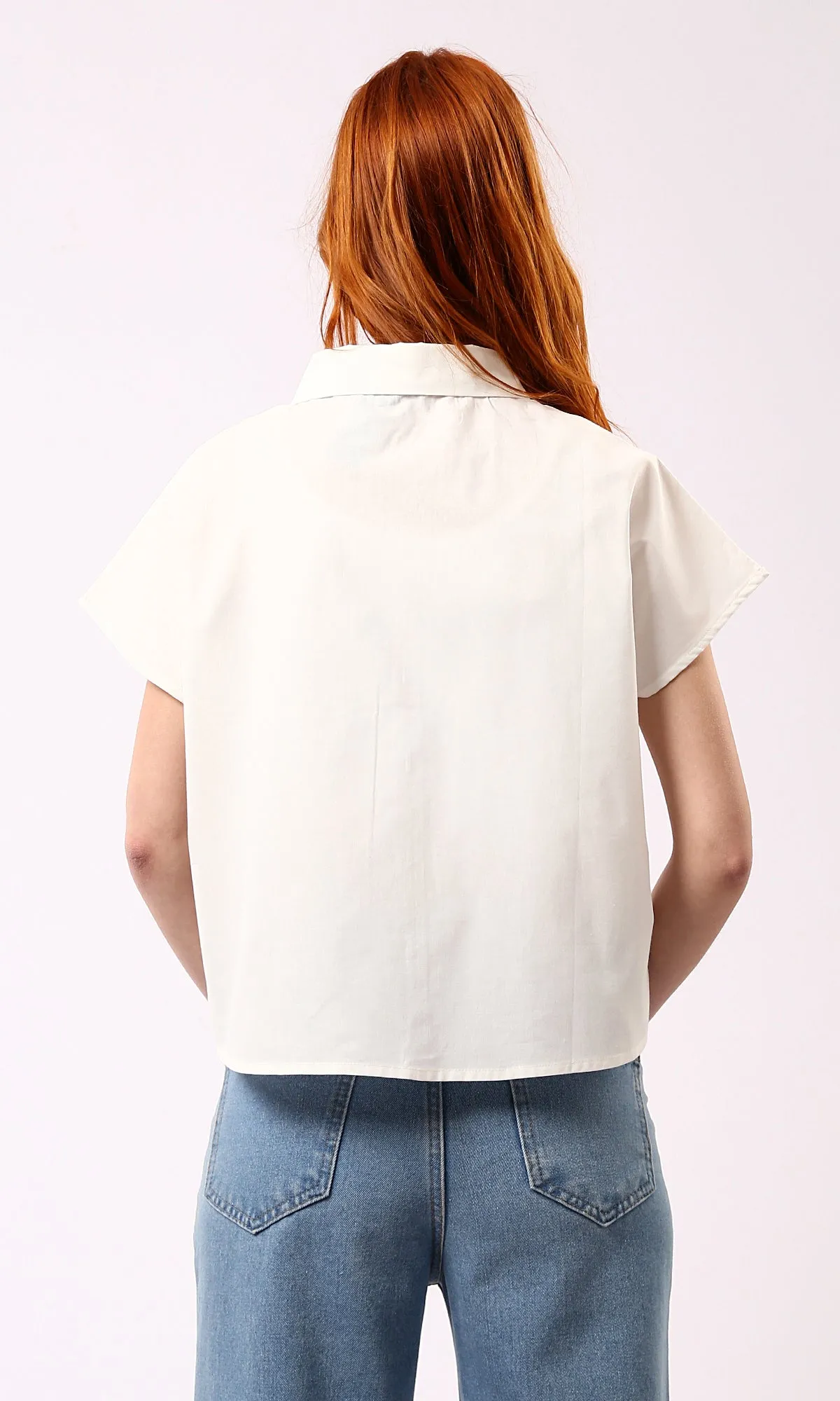 O179200 Short Sleeves Pastel Beige Solid Short Shirt