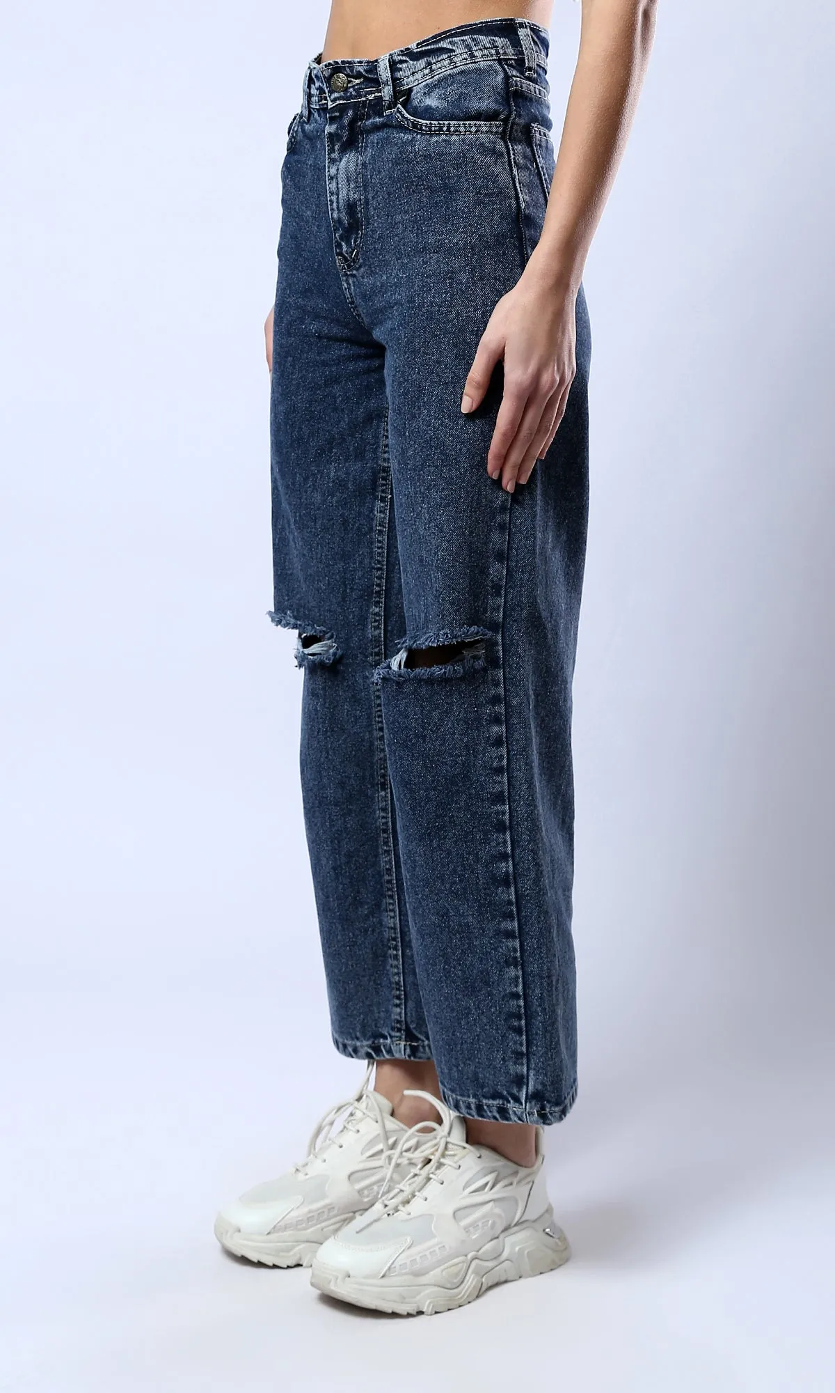 O179583 Straight-Leg Standard Blue Casual Jeans