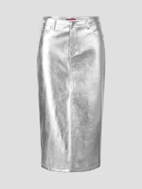 Oaklin Silver Midi Skirt